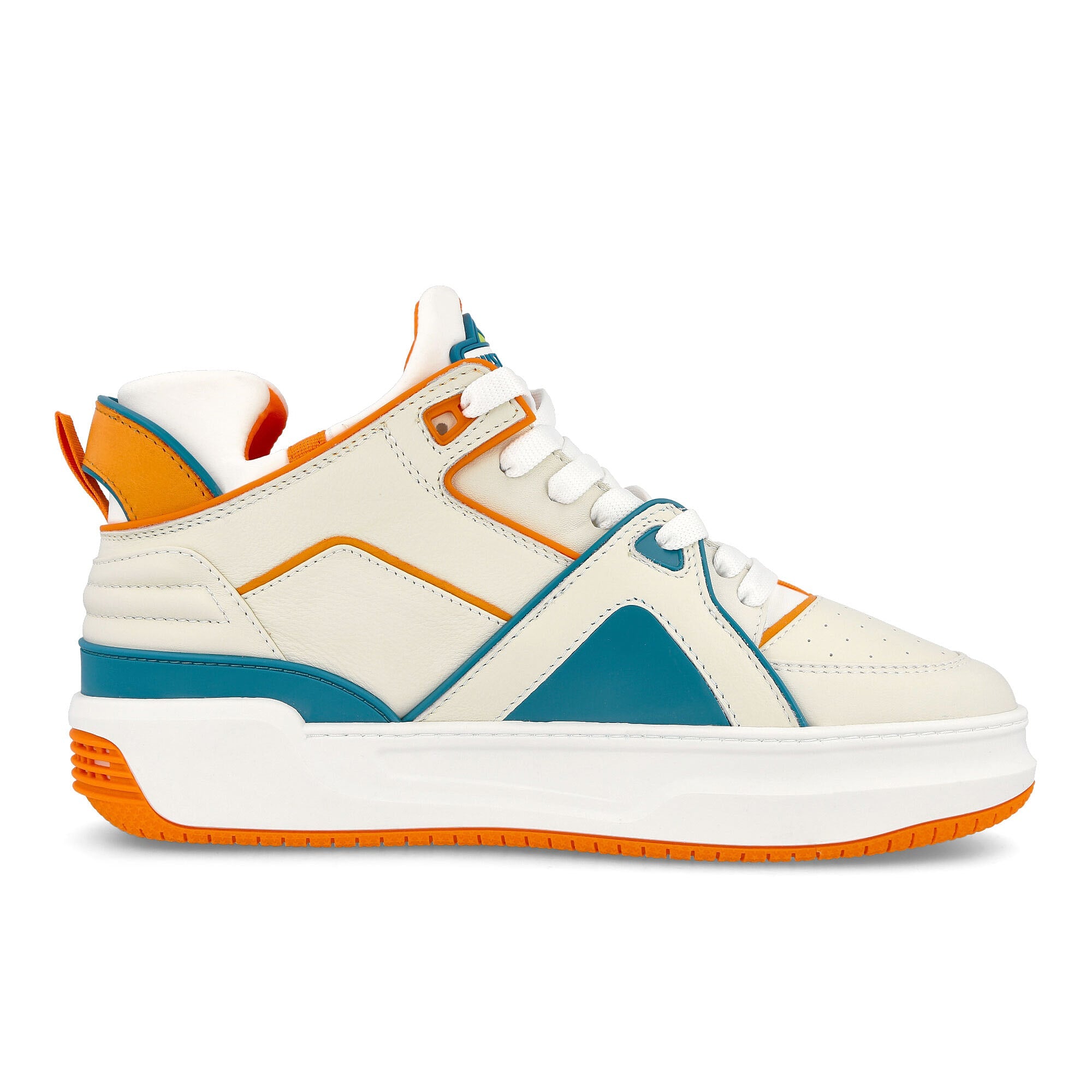 Just Don tennis courtside mid White / Orange / Teal Material | Overkill