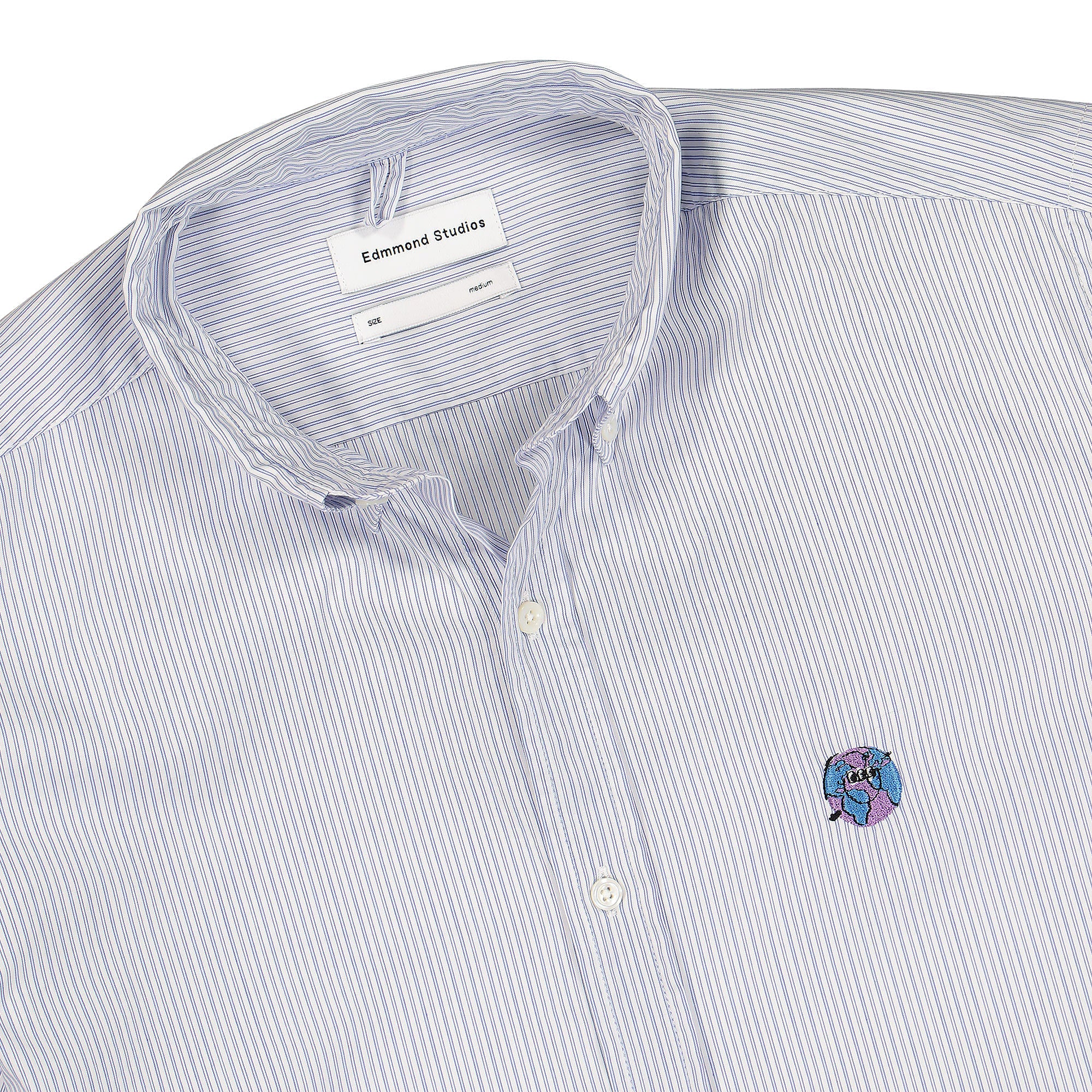 Edmmond Studios Planet BD Shirt Vertical Stripes Blue Shirts Close-up | Overkill