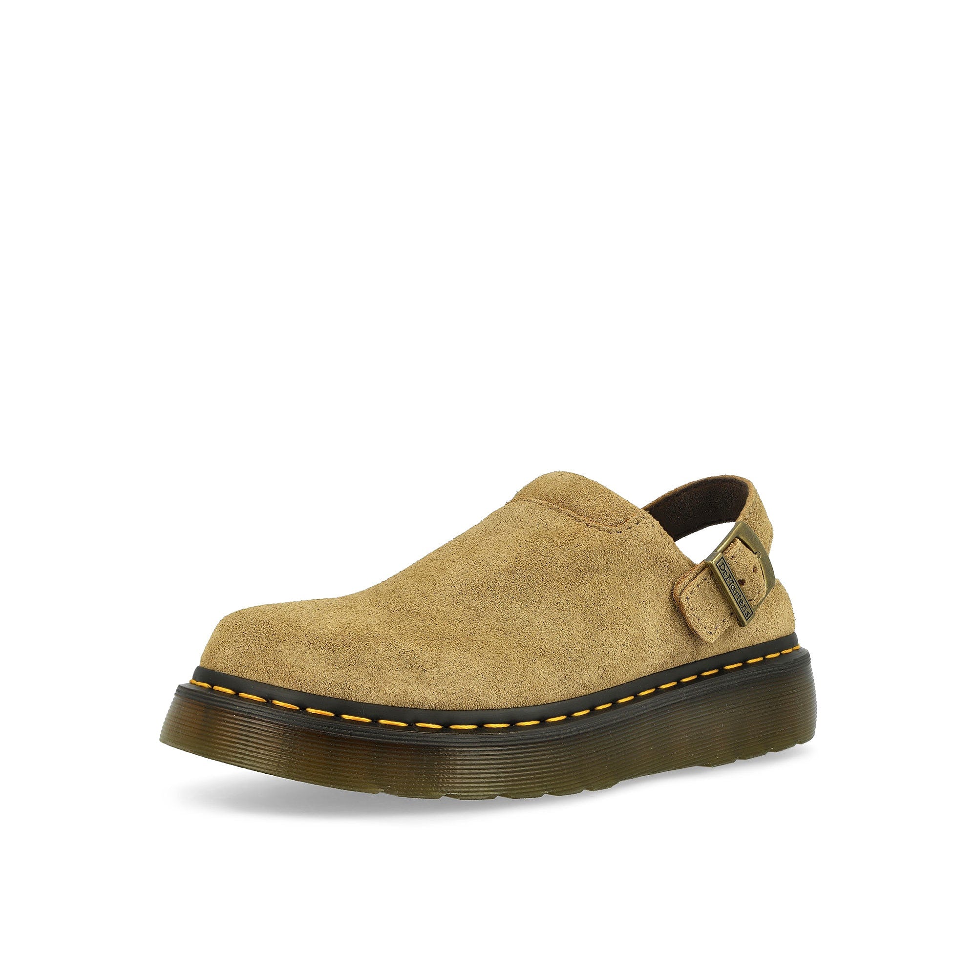 Dr. Martens Laketen Mules Savannah Tan Bronx Suede Slides, Sandals & Slippers Close Up | Overkill