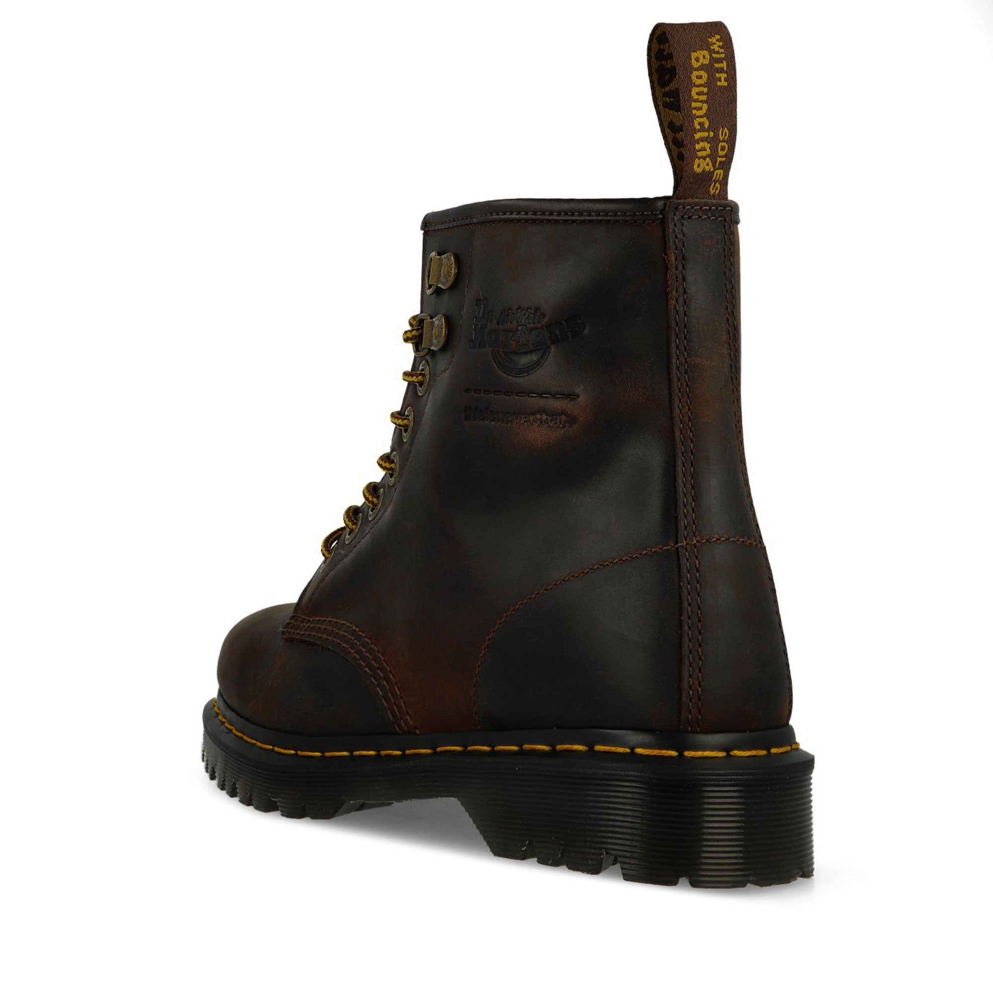 Dr. Martens 1460 Waxed Full Grain Chestnut Brown Boots Close Up | Overkill