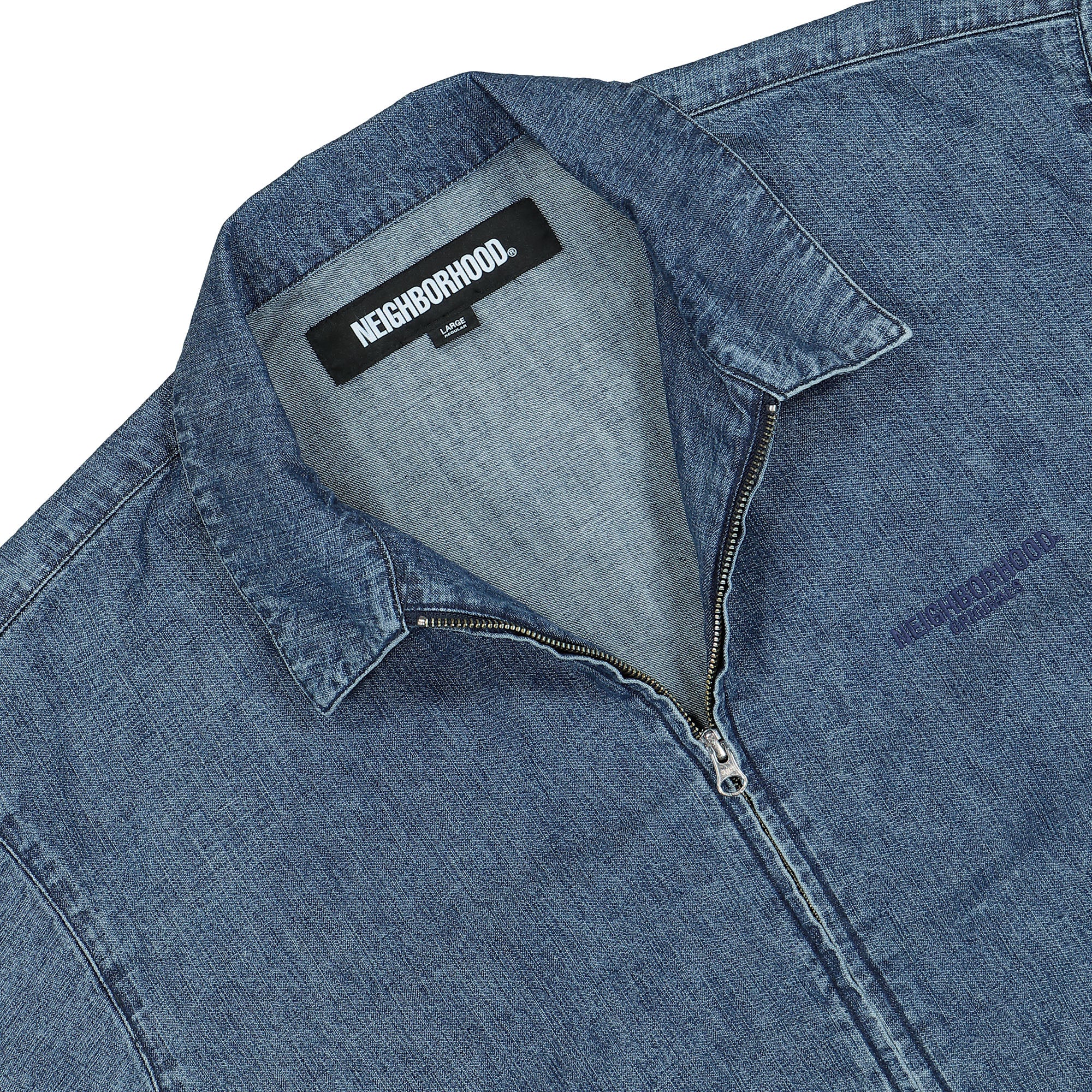 Neighborhood Denim Zip Work Jacket Indigo Jackets Close-up | Overkill