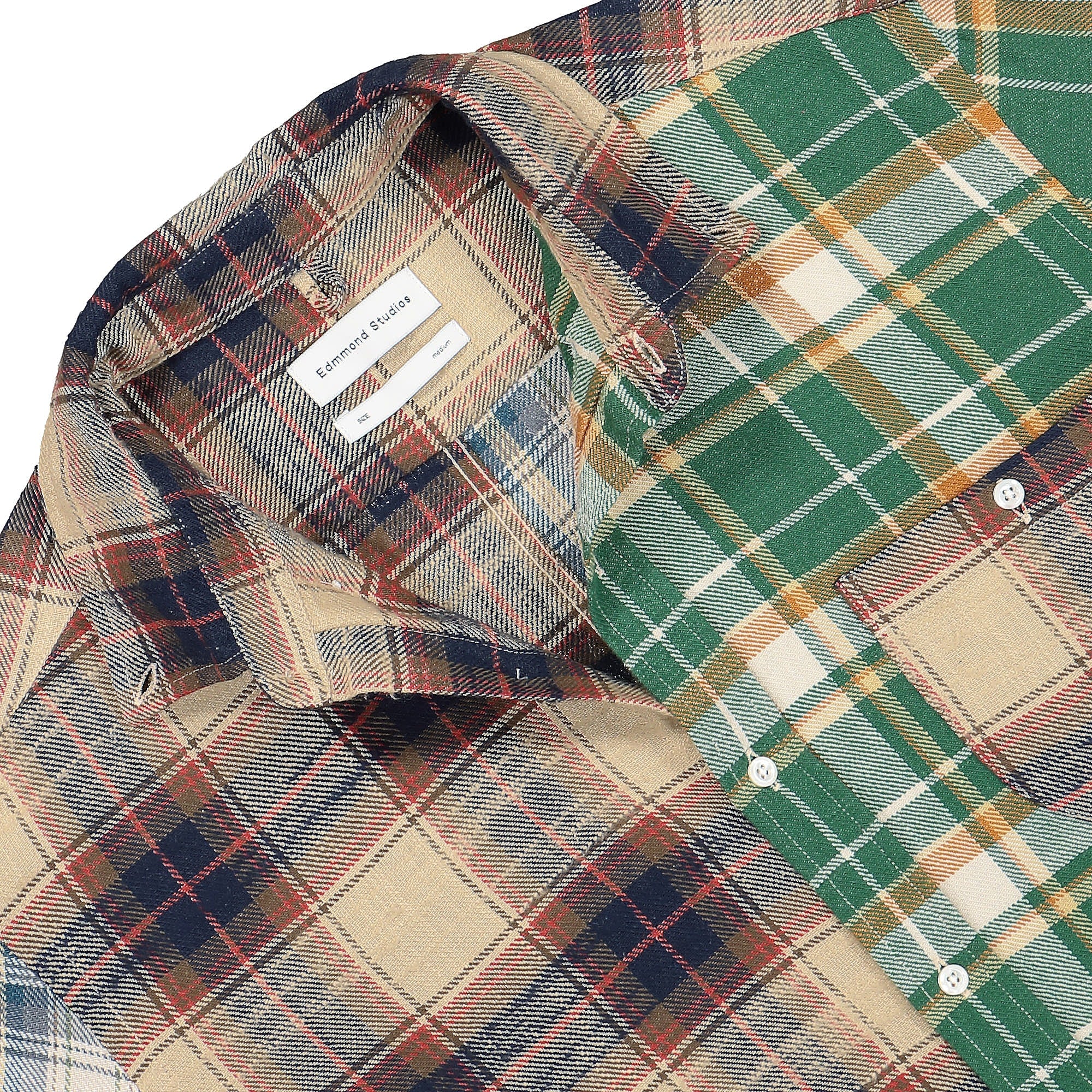 Edmmond Studios Check Block Shirt Plain Green Shirts Close-up | Overkill