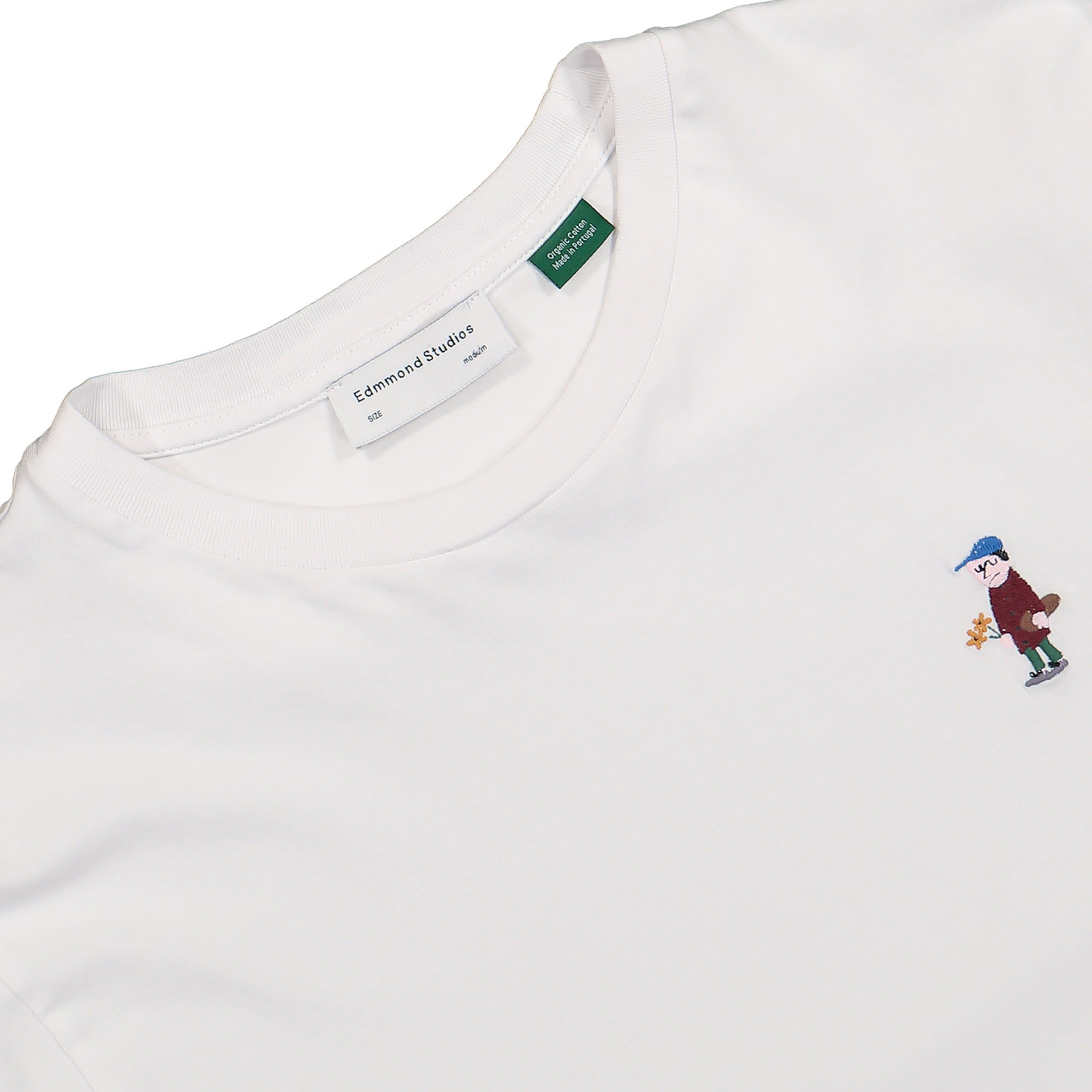 Edmmond Studios Little Ted Embroidered T-Shirt Plain White T-Shirts Close-up | Overkill