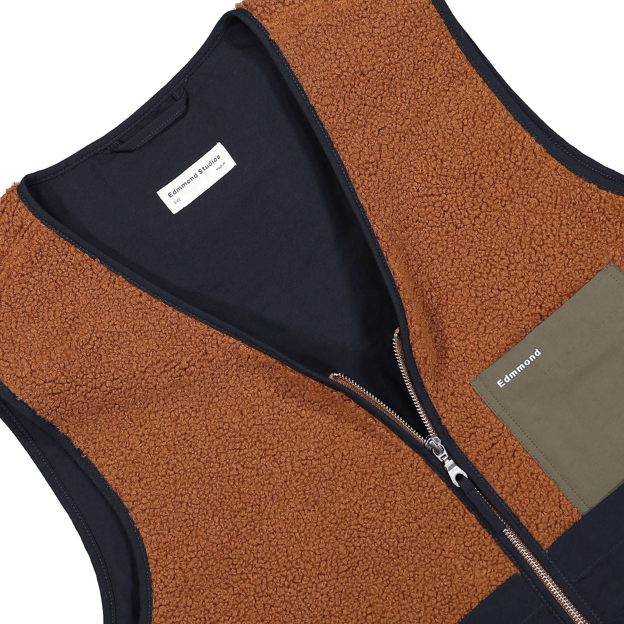Edmmond Studios Shearling Vest Plain Brown Vests Close-up | Overkill