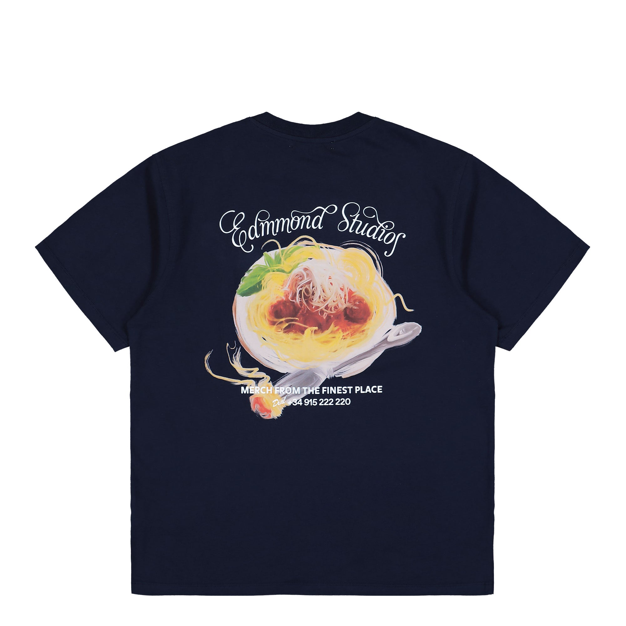 Edmmond Studios La Trattoria T-Shirt Plain Navy T-Shirt 325-30-15590 Close-up | Overkill
