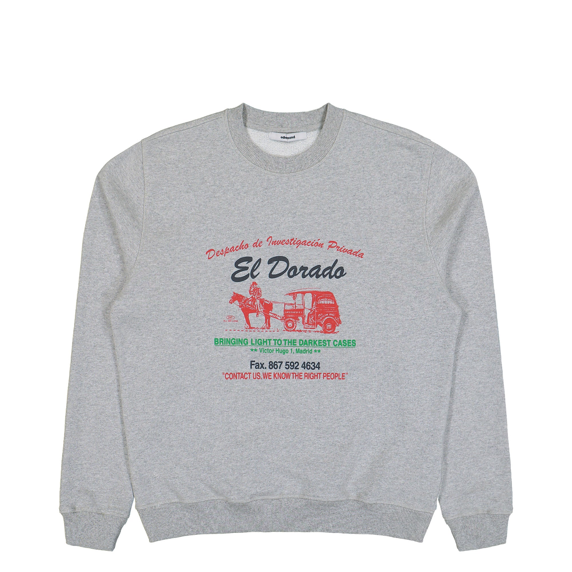 Edmmond Studios El Dorado Plain Grey Melange Sweatshirts 325-40-13840 | Overkill