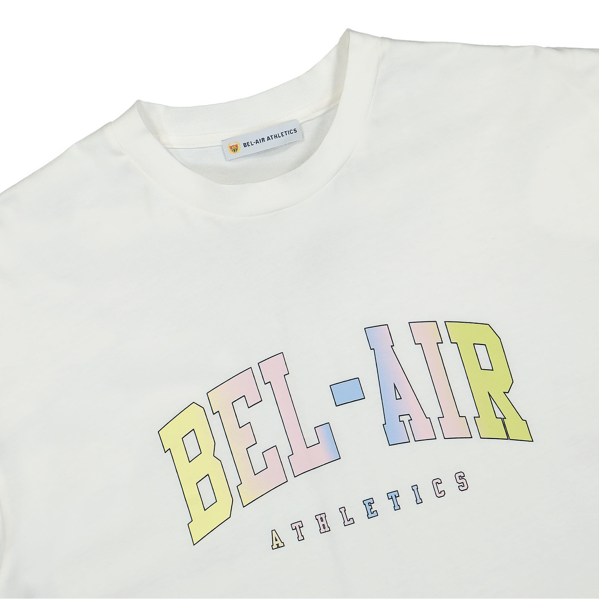 Bel-Air Athletics College T-Shirt White T-Shirts Close-up | Overkill