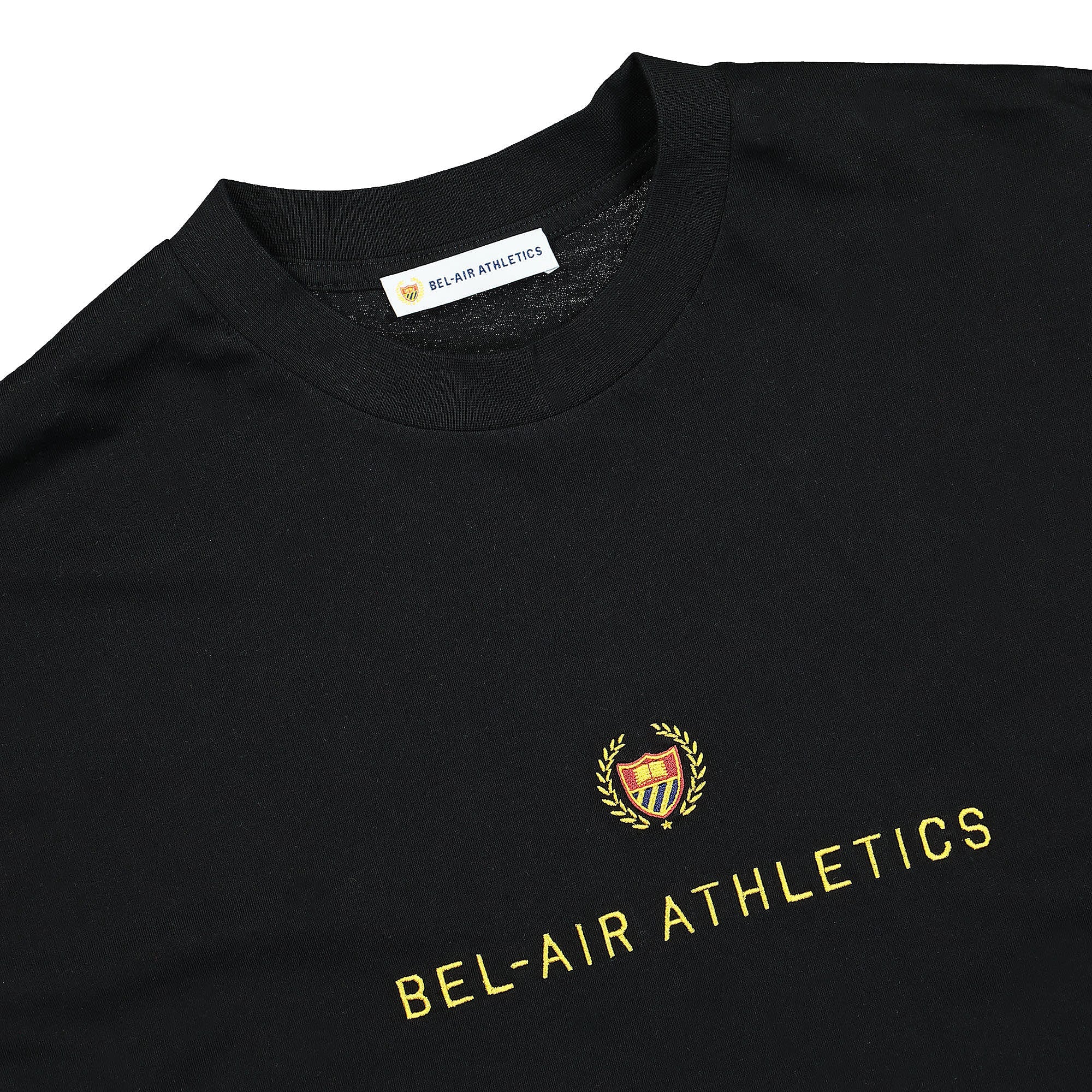 Bel-Air Athletics Embroidered Logo Academy T-Shirt Black T-Shirts Close-up | Overkill