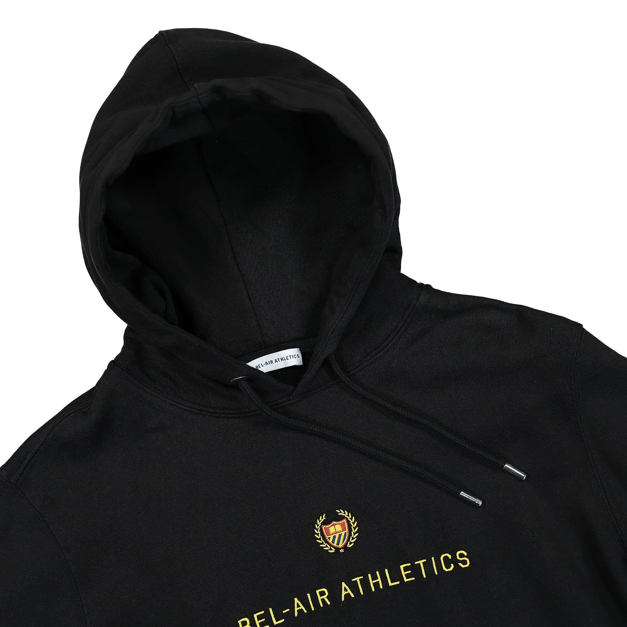 Bel-Air Athletics Embroidered Logo Academy Hoodie Black Hoodies Close-up | Overkill