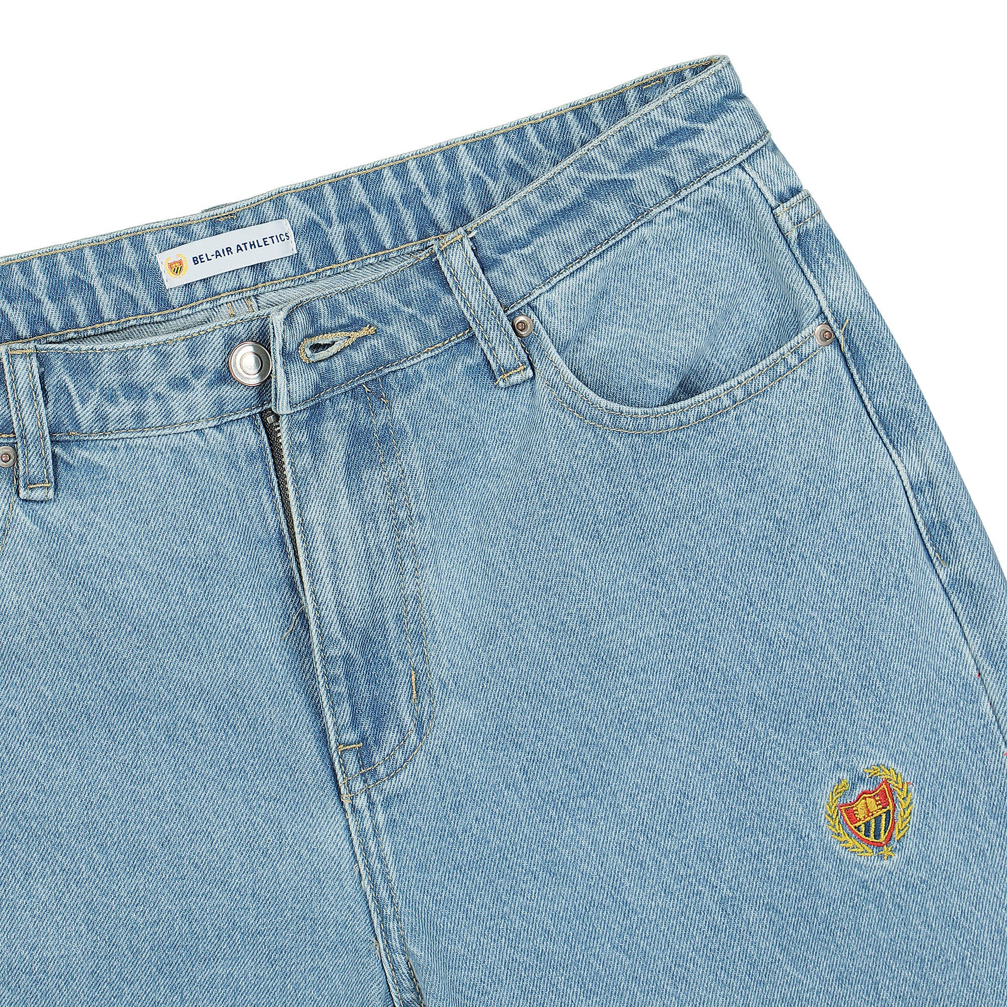 Bel-Air Athletics Academy B-A Tigers Embroidered Crest Denim Pant Blue Jeans Detailfoto | Overkill