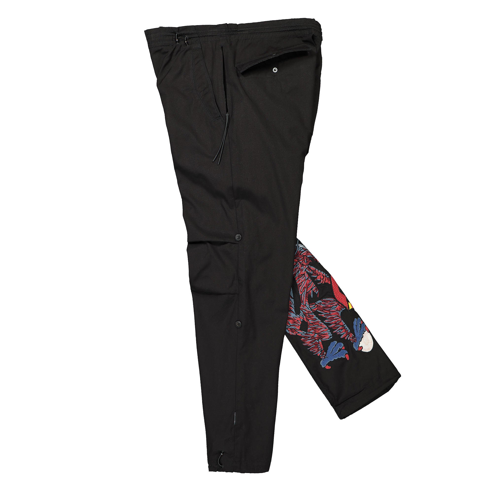 Maharishi Seadragon Embroidered Snopants Black Casual Pants Close-up | Overkill