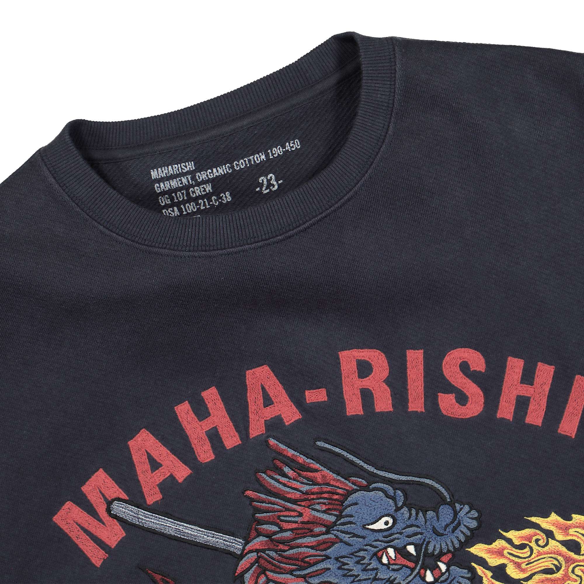 Maharishi Seadragon Crew Sweat Navy Sweatshirts Close-up | Overkill