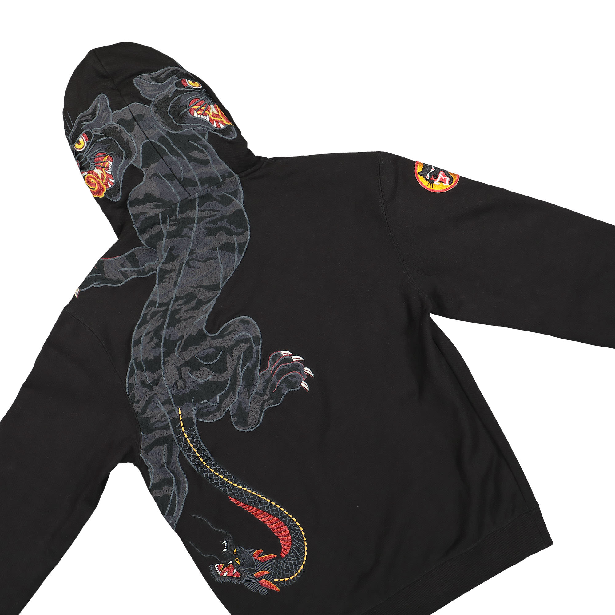 Maharishi Two Headed Panther Hooded Sweat Black Hoodies Detail view 1 | Overkill