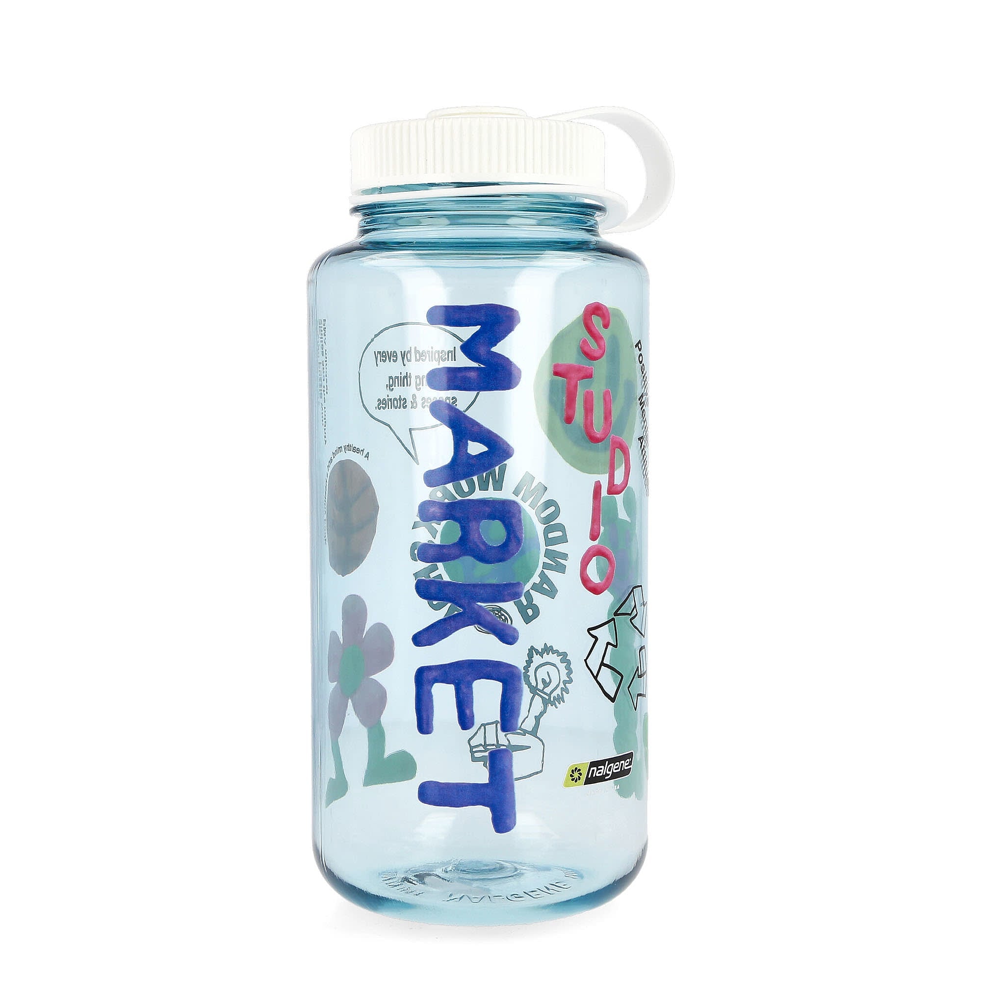 Market Smiley Collage Water Nalgene Bottle Seafoam Mugs & Bottles Close-up | Overkill