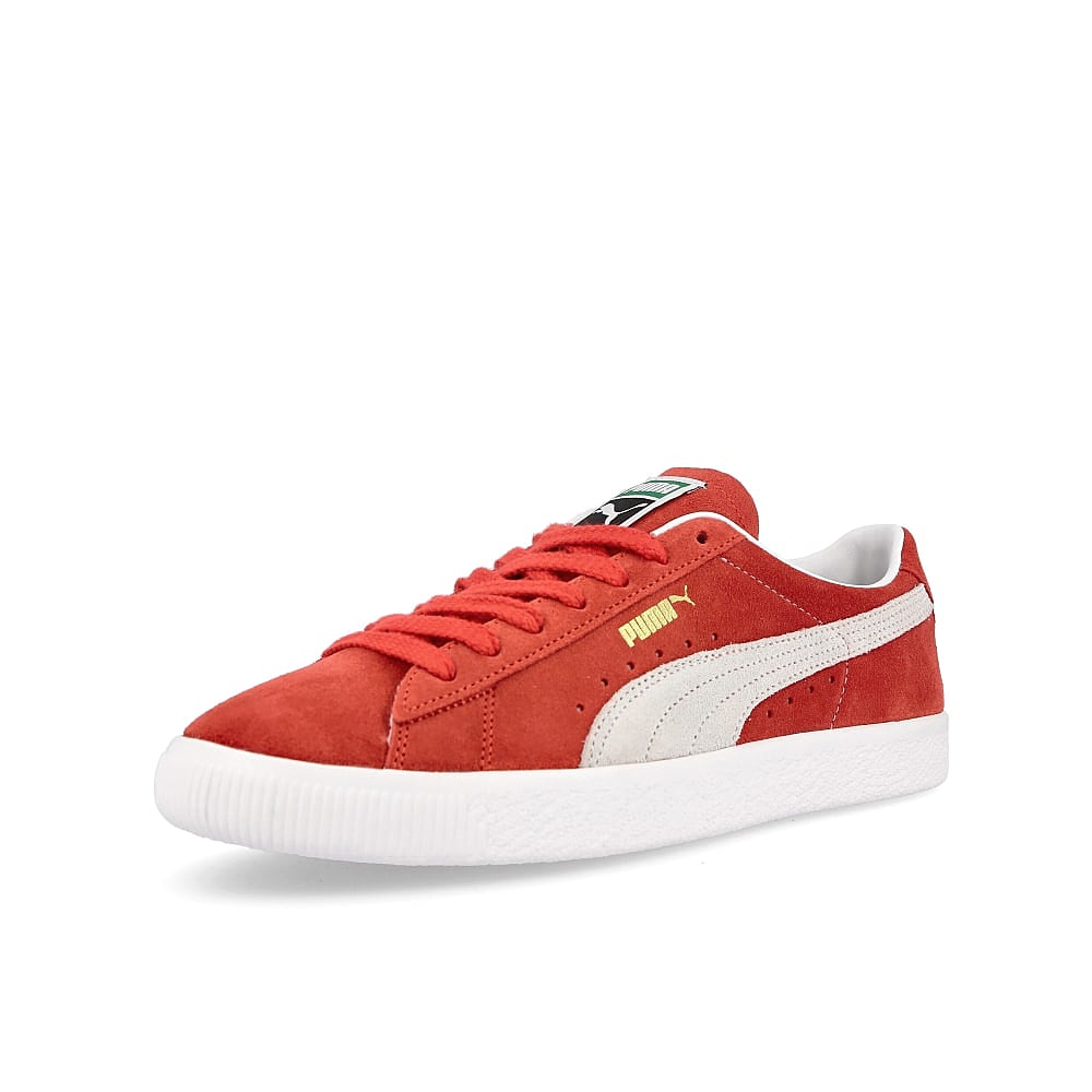 Puma suede vtg High Risk Red - Puma White Low Top Sneakers Close Up | Overkill