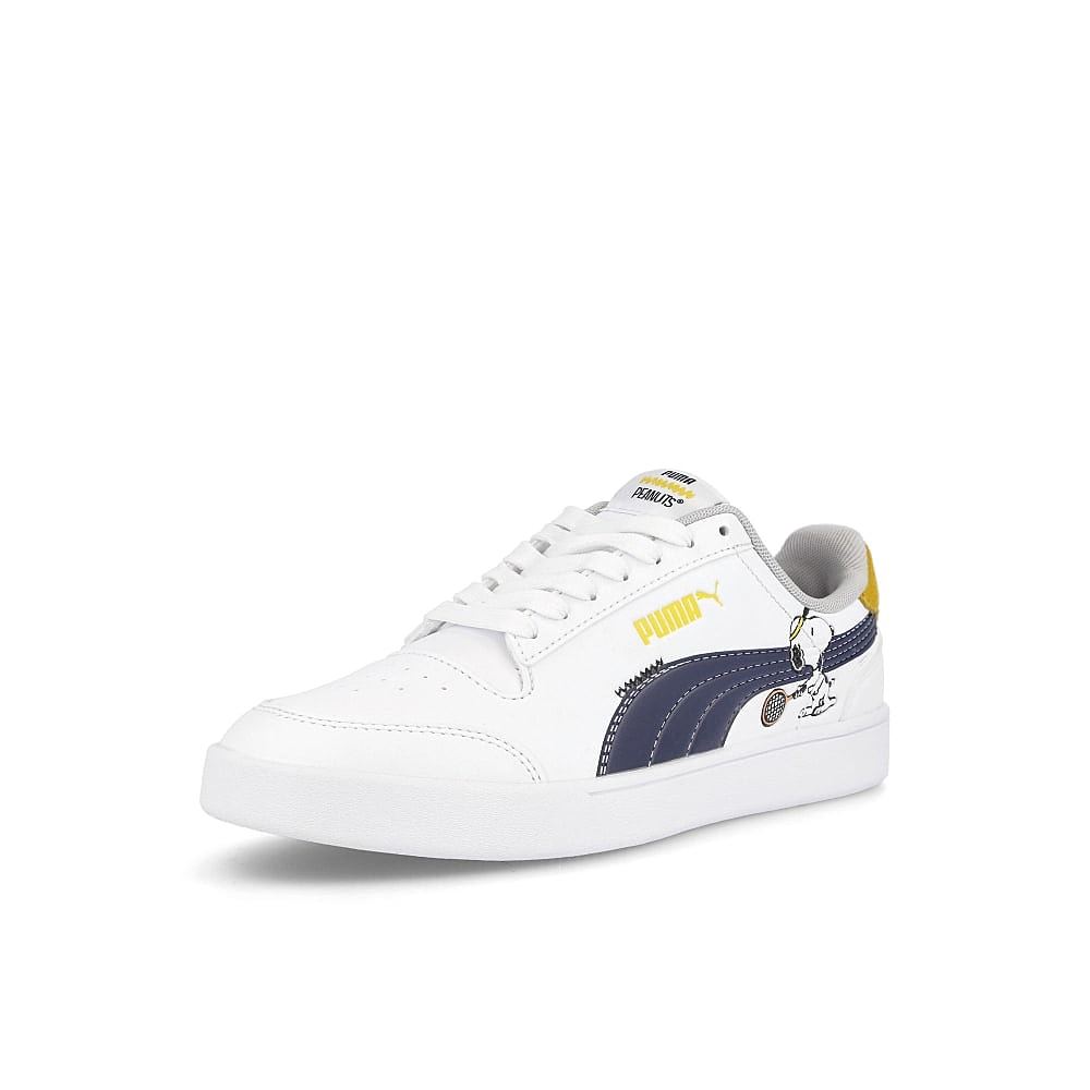Puma Peanuts x Puma Shuffle Junior Puma White - Puma Black - Maize Sneakers Detailfoto | Overkill