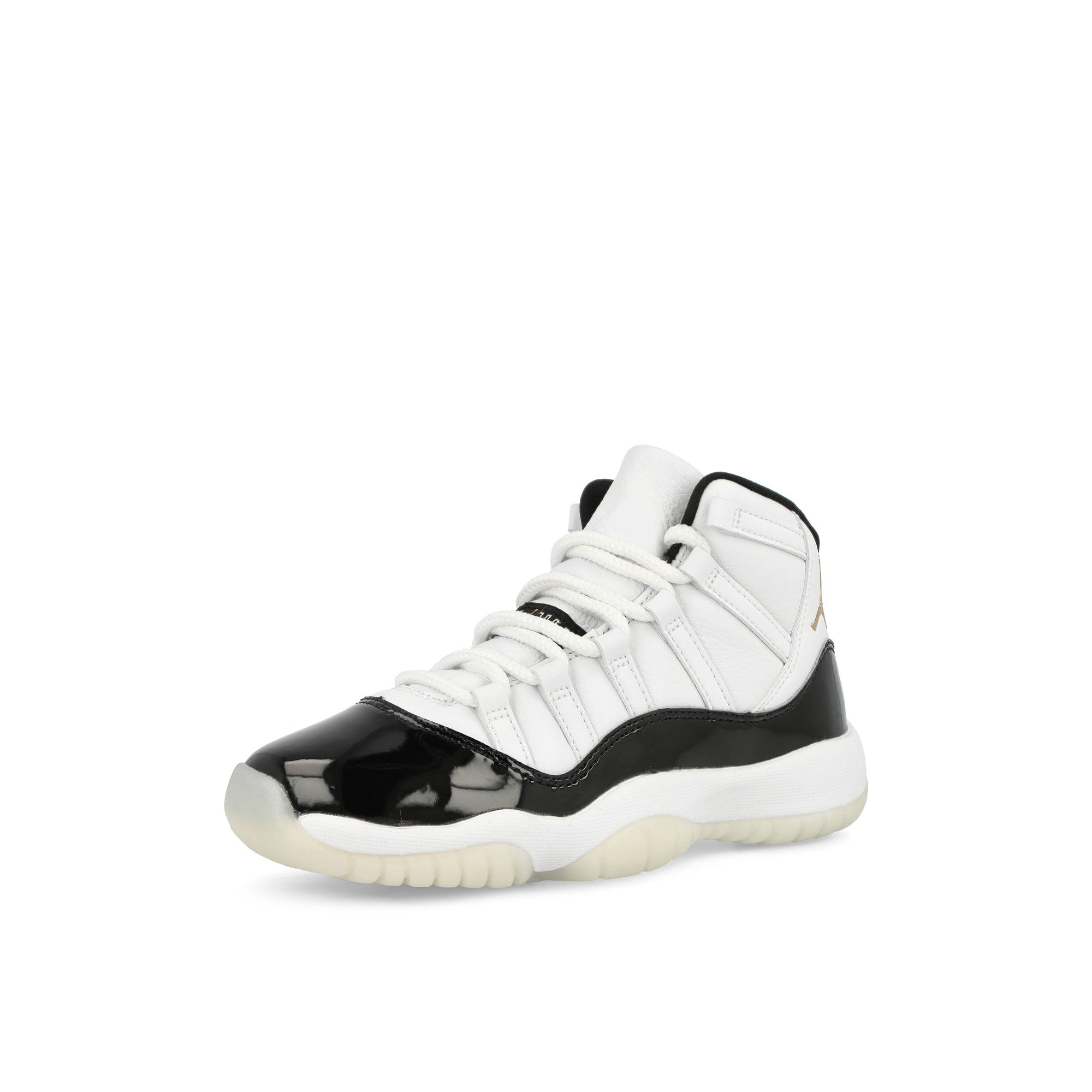 Jordan Air Jordan 11 Retro GS White-Metallic Gold - White Mid Top Sneakers Close Up | Overkill