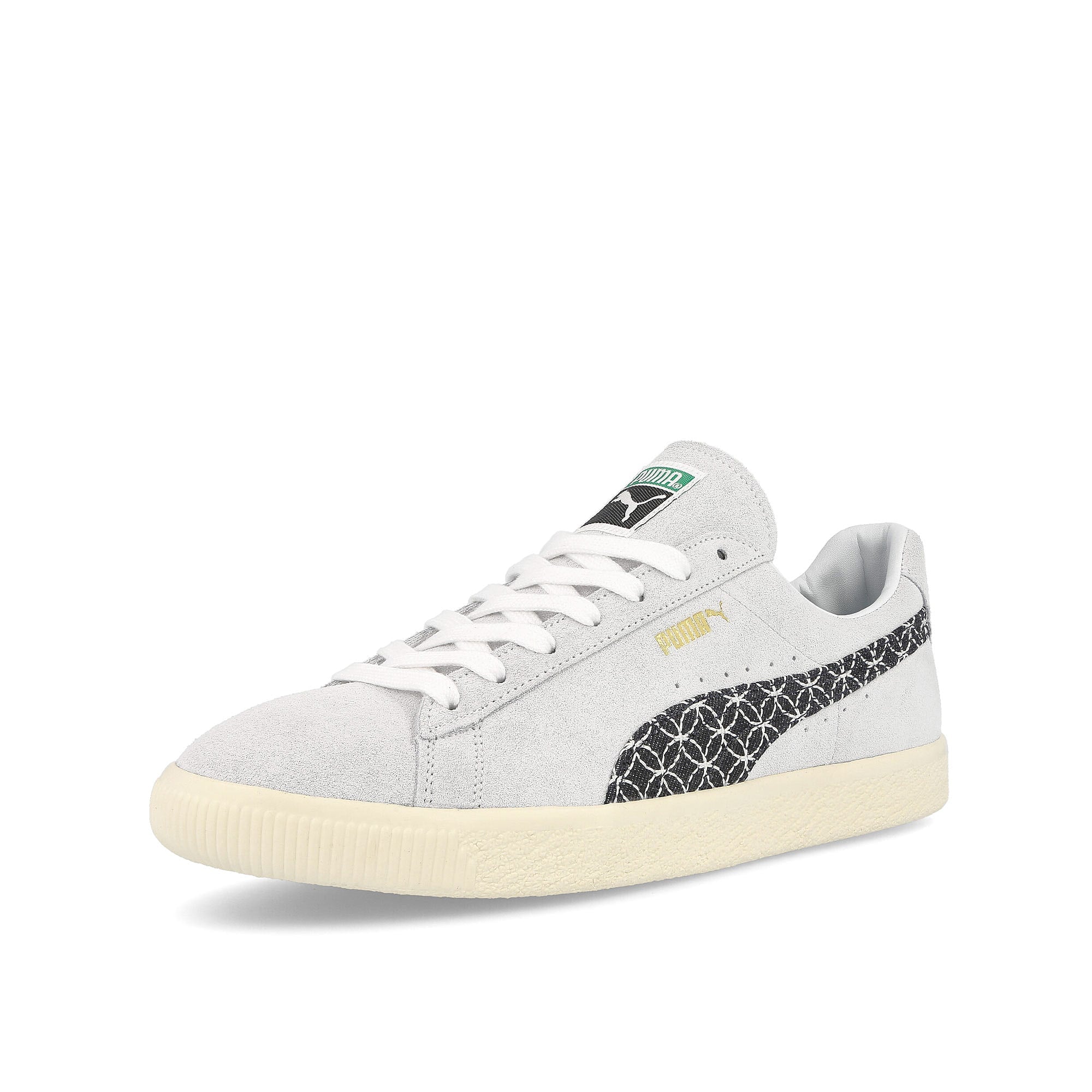 Puma Sashiko x Puma Suede VTG Vaporous Gray - Intense Blue Sneakers Close Up | Overkill