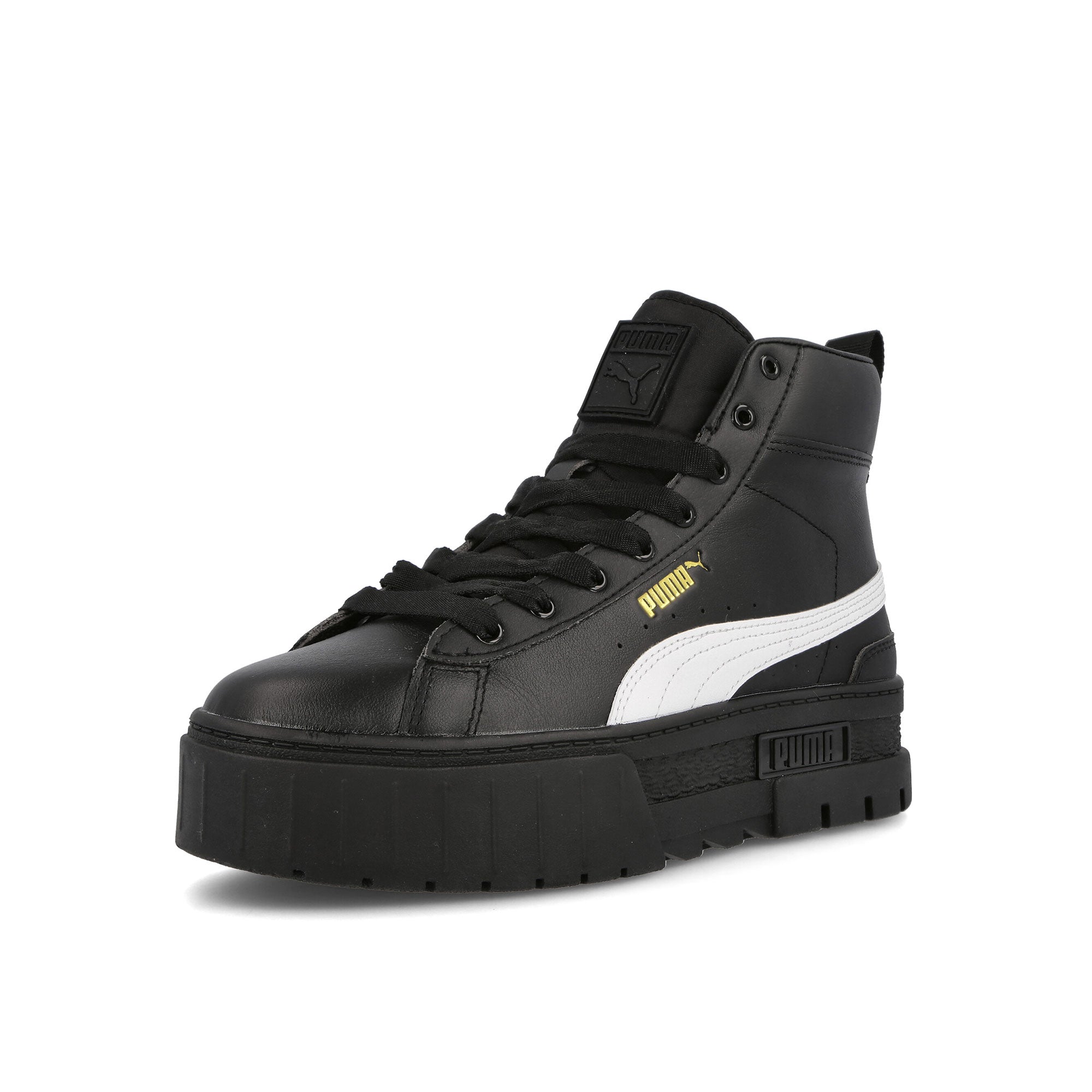 Puma wmns mayze mid Puma Black - Puma White Sneakers Close Up | Overkill
