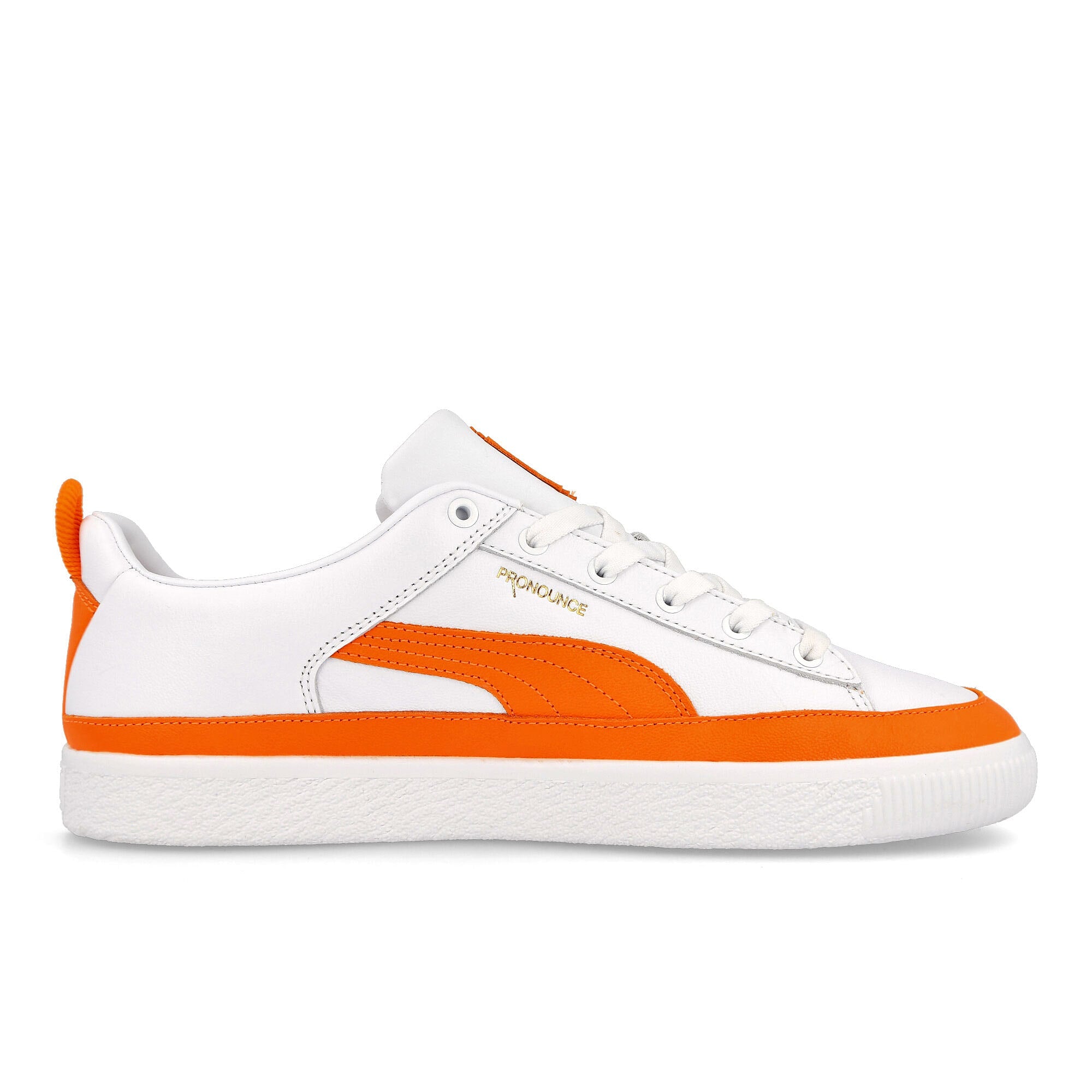 Puma Pronounce x Puma Basket VTG Puma White - Vibrant Orange Low Top Sneakers Silhouette | Overkill