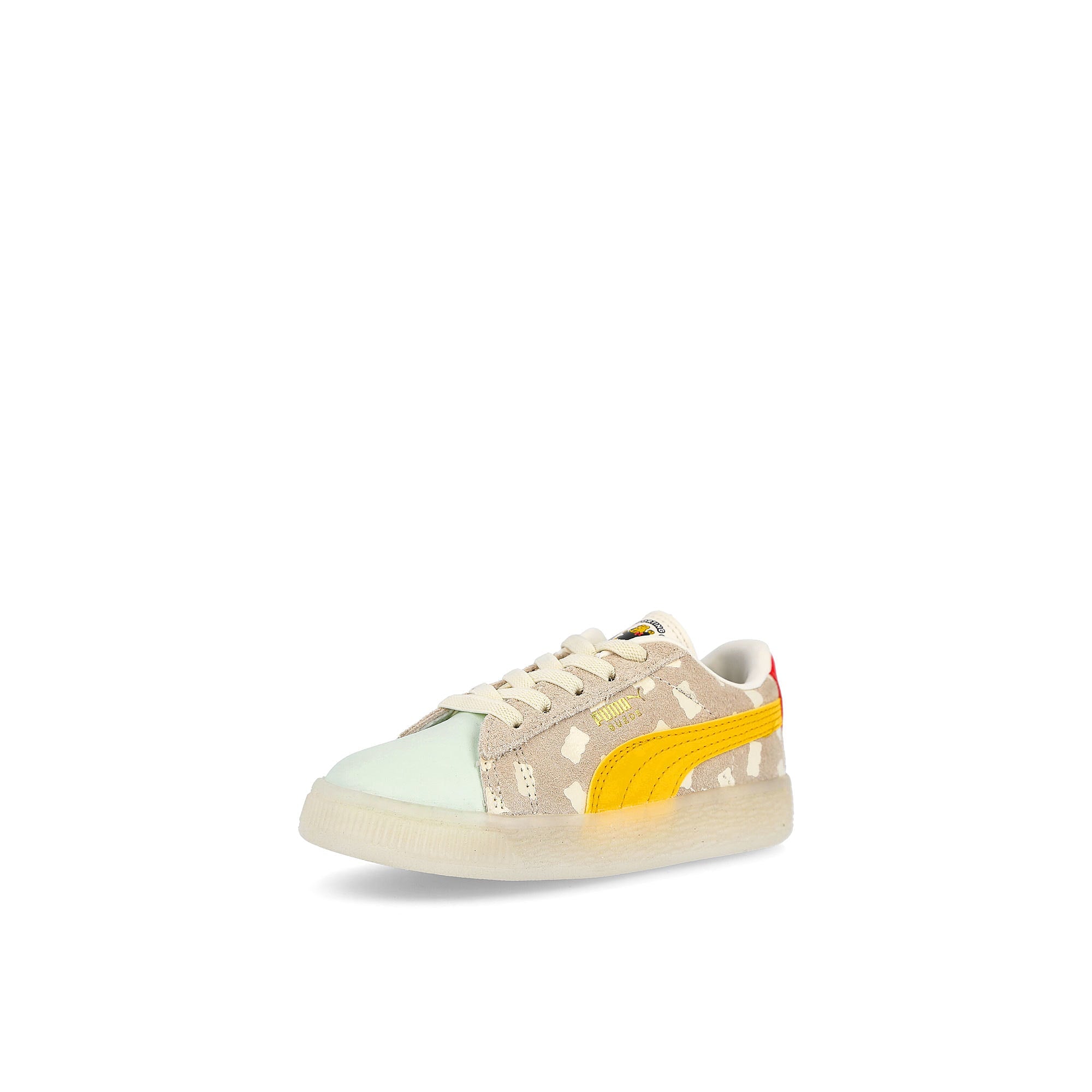 Puma Haribo x Puma Suede AC Infants Mimosa - Whisper White Sneakers Close Up | Overkill