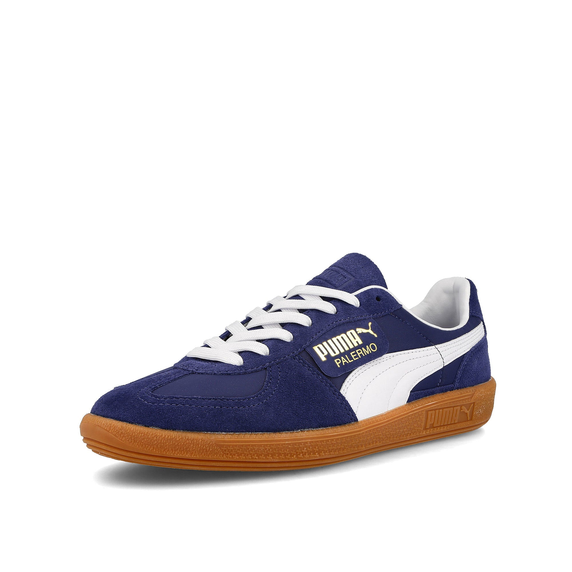 Puma palermo og New Navy - White - Gold Low Top Sneakers Close Up | Overkill