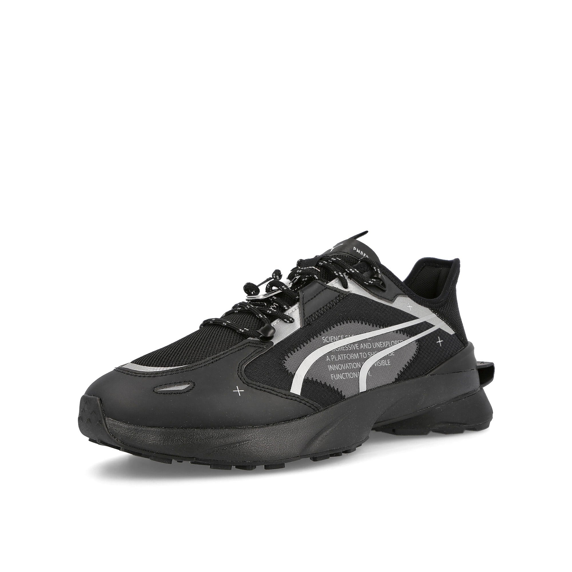 Puma pwrframe op-1 tech Puma Black - Puma Silver Low Top Sneakers Close Up | Overkill