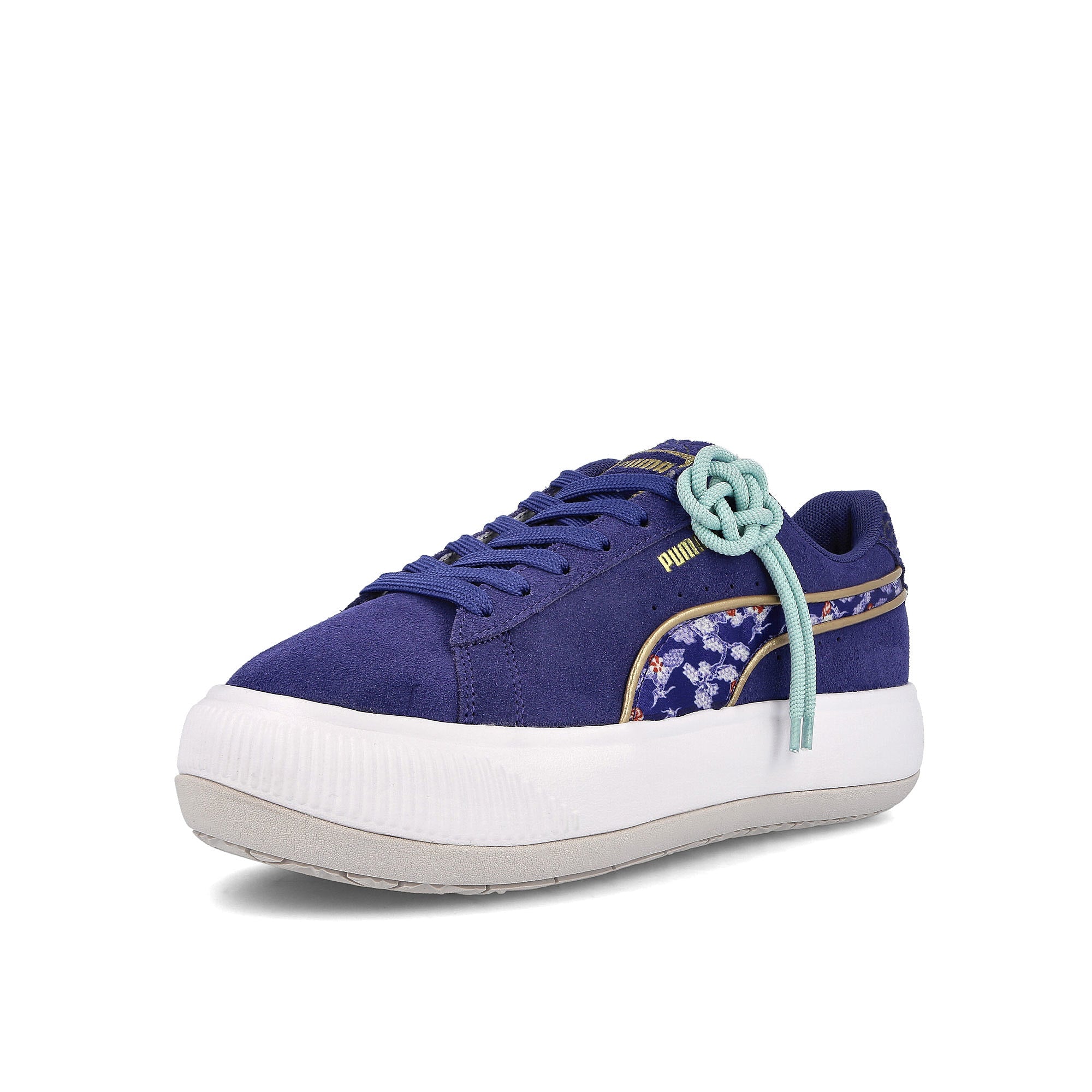 Puma wmns suede mayu kimono Elektro Blue - Puma White Sneakers Close Up | Overkill