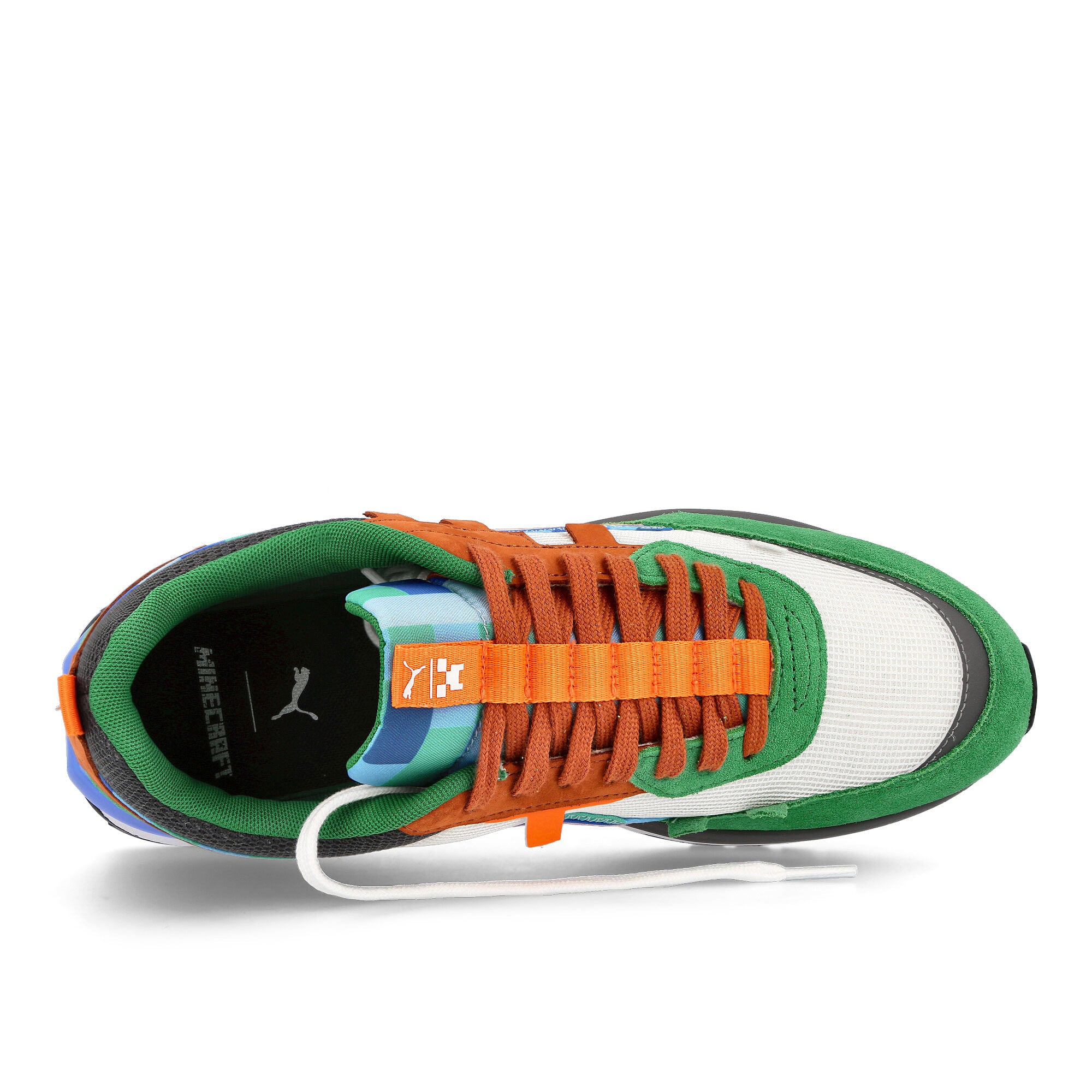 Puma Minecraft x Puma City Rider Amazon Green - Vibrant Orange Sneakers Detailfoto | Overkill