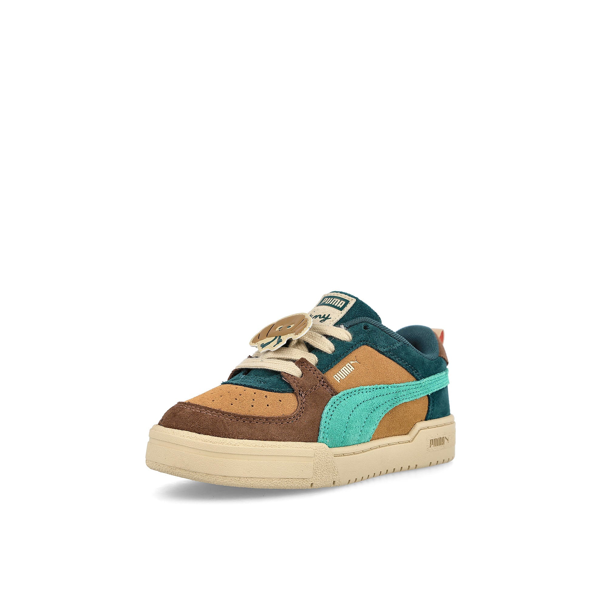 Puma Tinycottons x Puma CA Pro Block PS Desert Tan - Intense Red - Green Sneakers Close Up | Overkill
