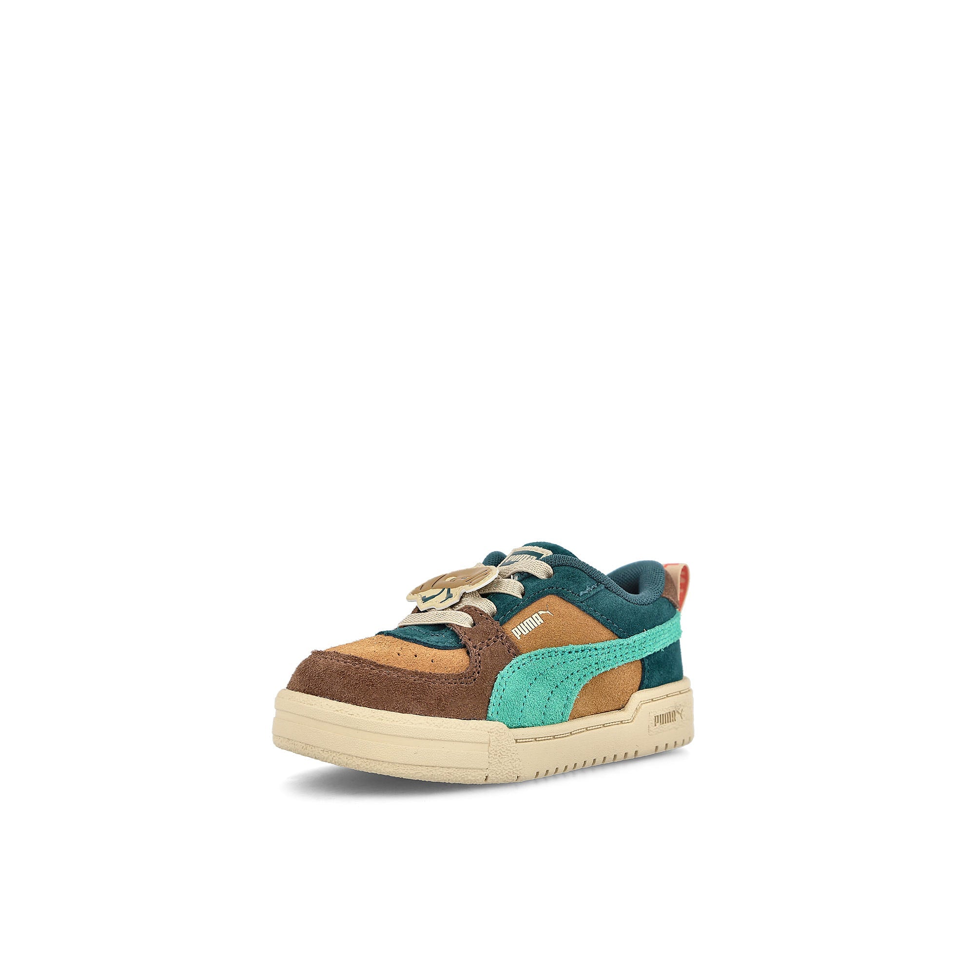 Puma CA Pro Block AC Infants Desert Tan - Intense Red - Green Low Top Sneakers Close Up | Overkill