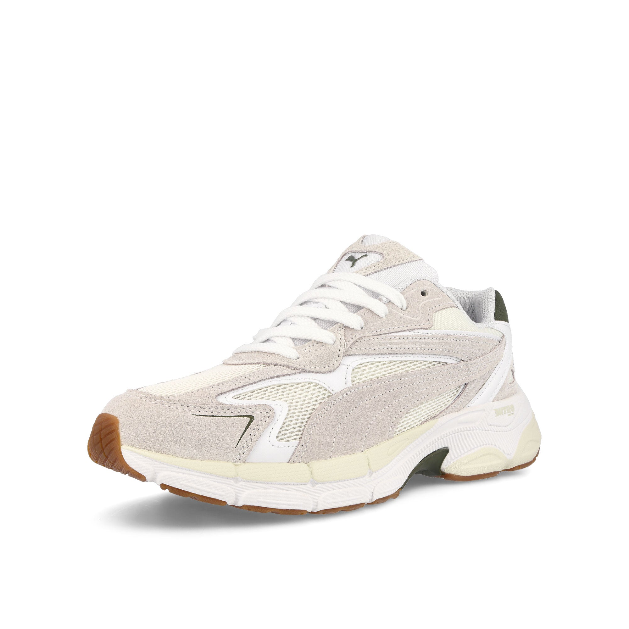 Puma Teveris Nitro Puma White - Green Moss Low Top Sneakers Close Up | Overkill