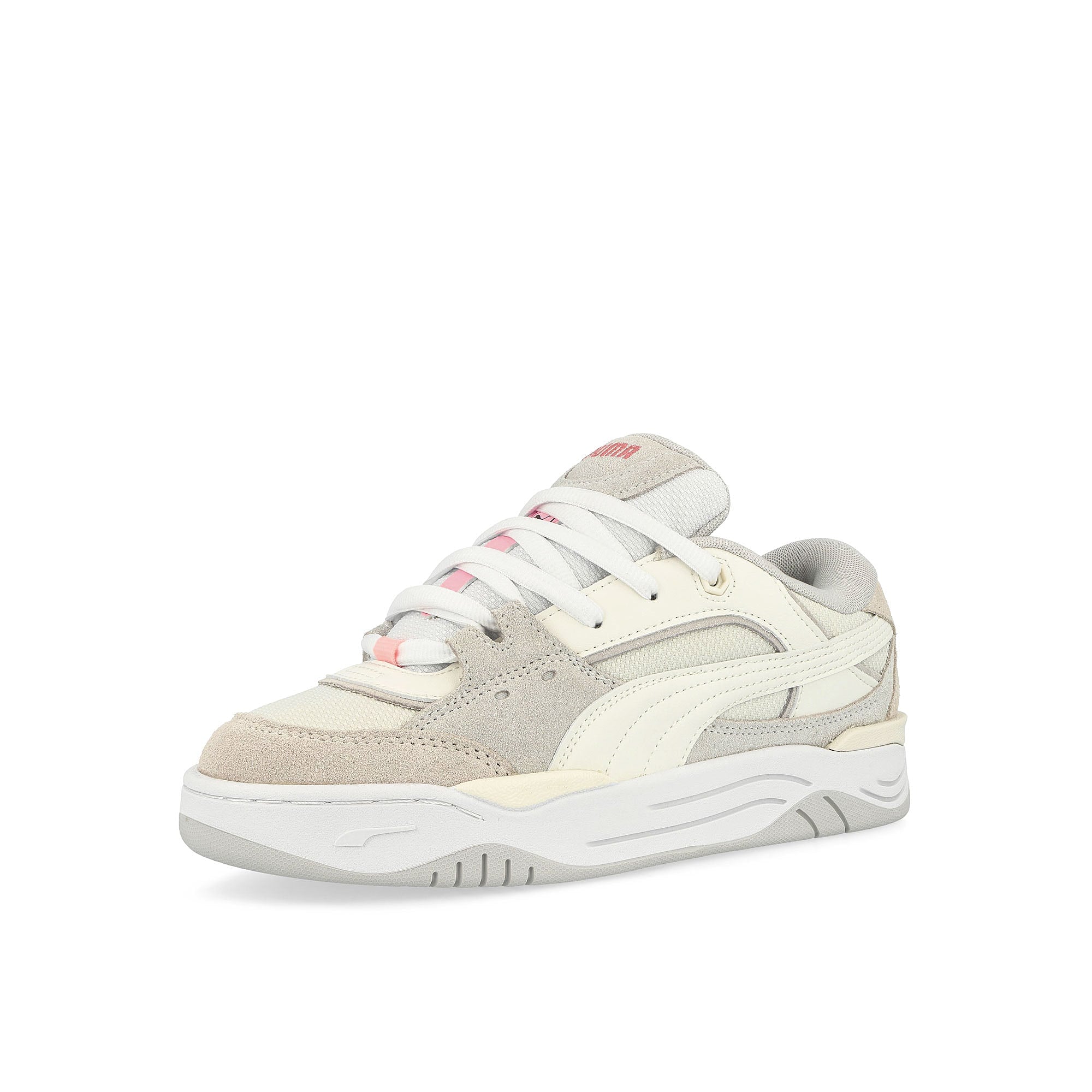 Puma -180 Warm White - Feather Gray Low Top Sneakers Close Up | Overkill