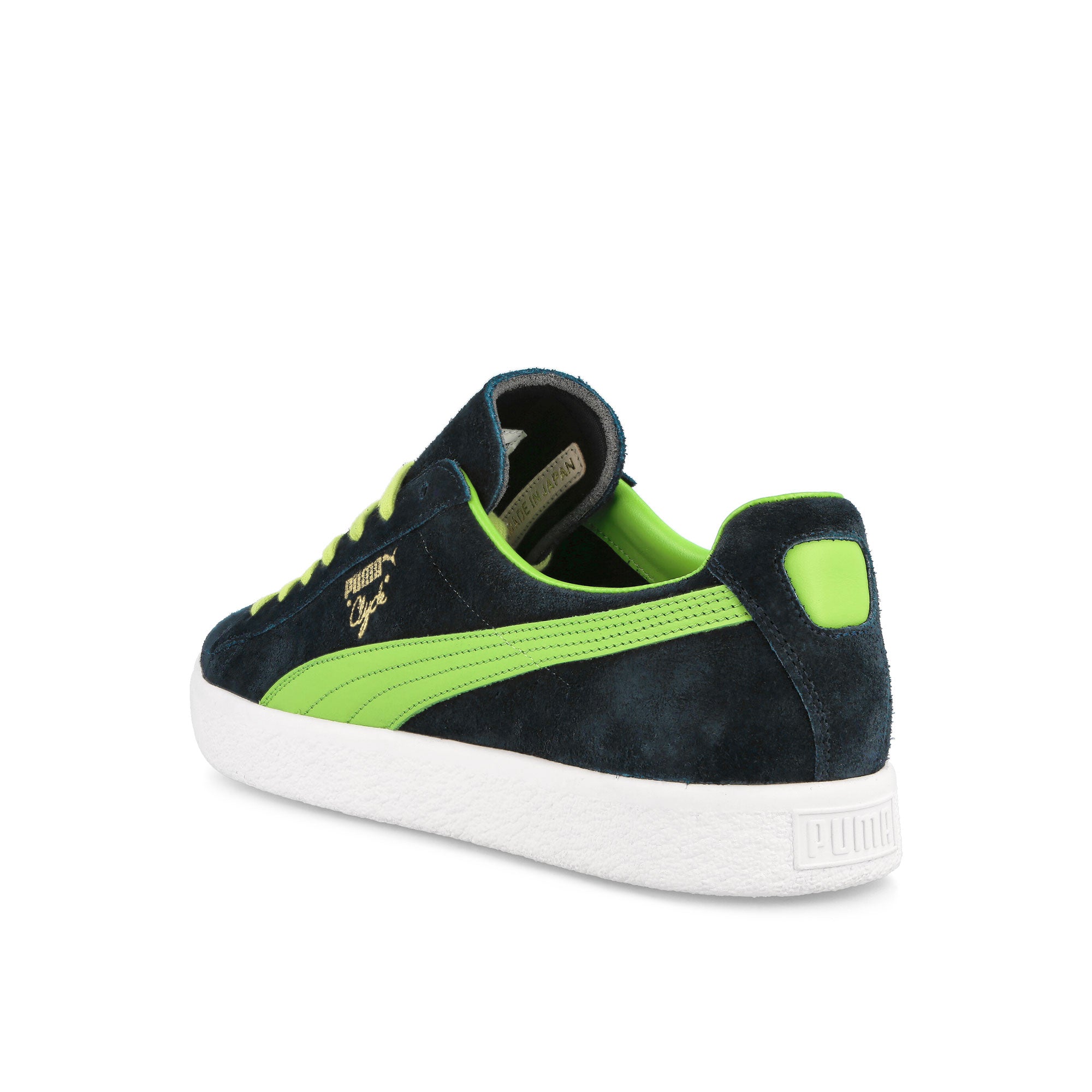 Puma Clyde Clydezilla MIJ Puma Navy - Lime Smash Low Top Sneakers Material | Overkill