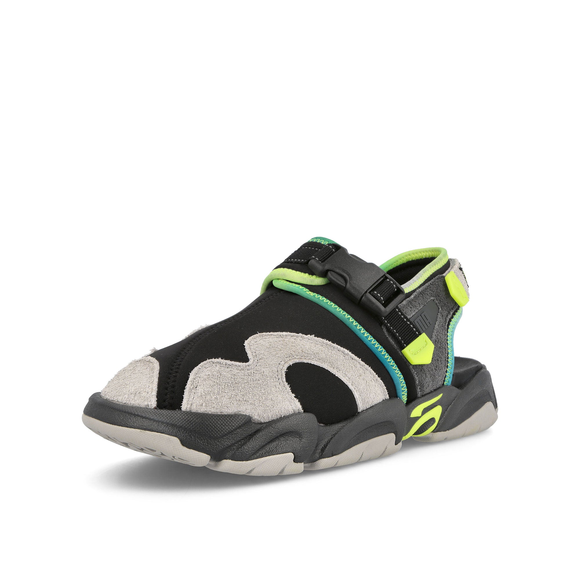 Puma PAM x Puma TS - 01 Puma Black - Lime Squeeze Slides, Sandals & Slippers Close Up | Overkill