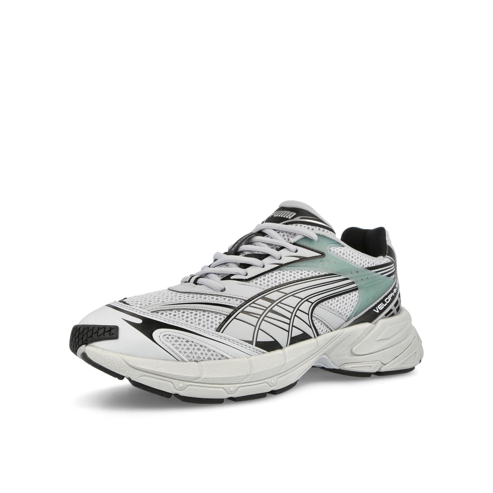 Puma Velophasis Technisch Platinum Gray - Puma Black Low Top Sneakers Close Up | Overkill