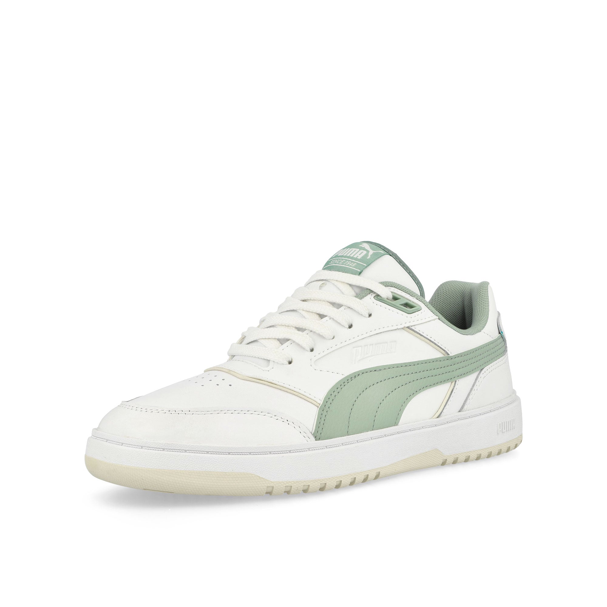 Puma Doublecourt Puma White - Green Fog Low Top Sneakers Close Up | Overkill