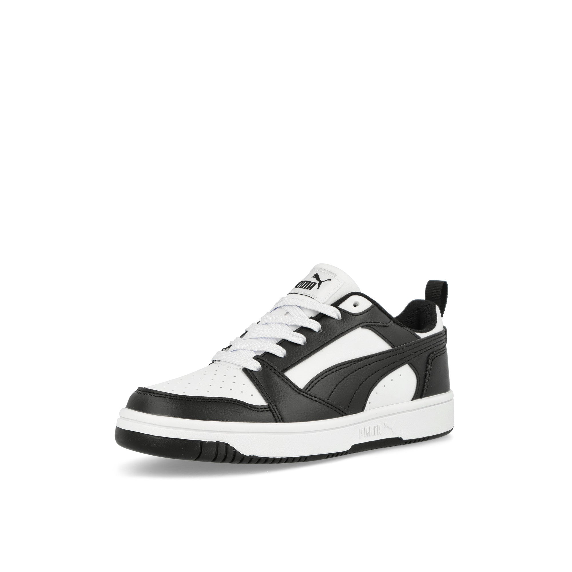Puma Rebound V6 Lo Jr Puma White - Puma Black Low Top Sneakers Close Up | Overkill
