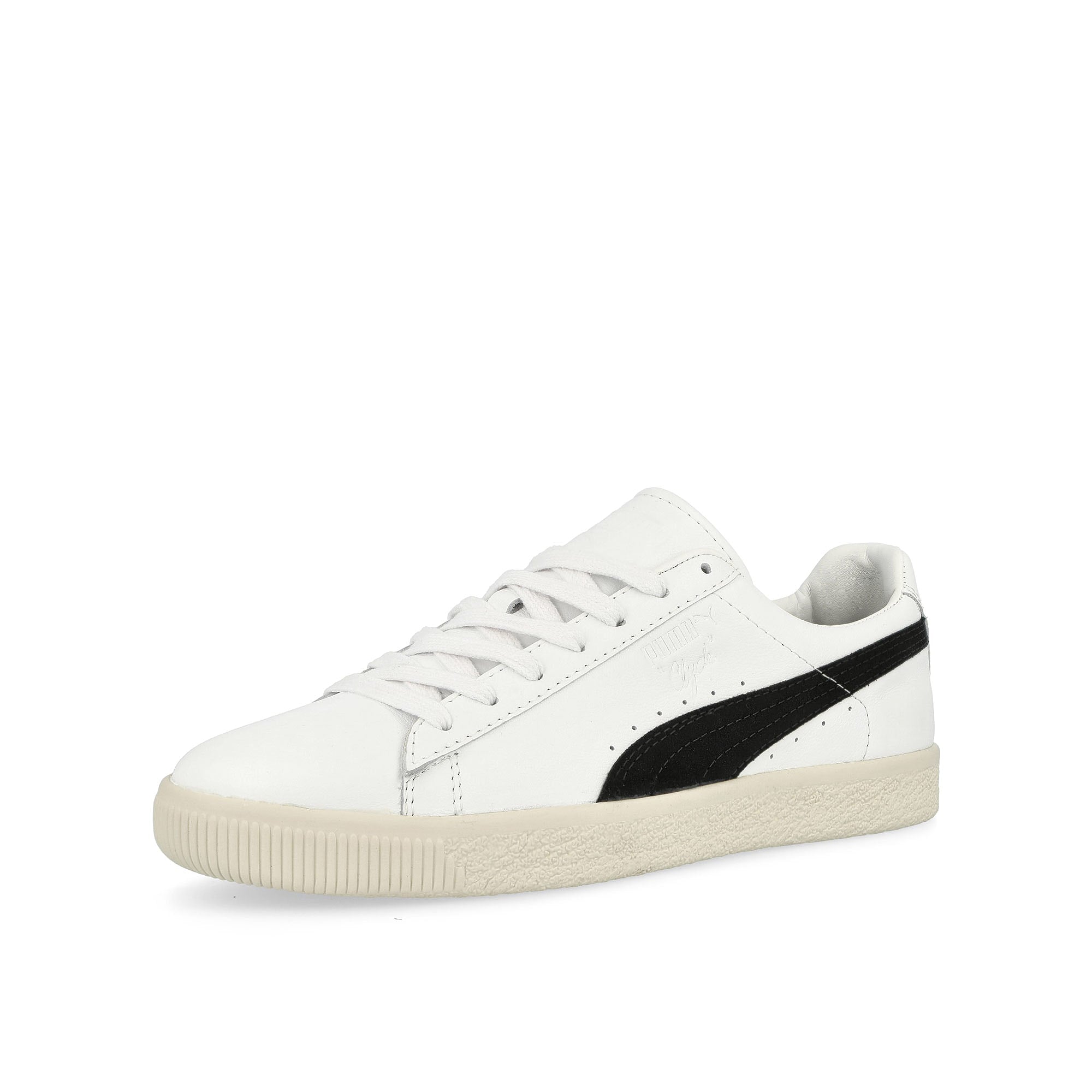 Puma Clyde MIG Puma White - Puma Black Low Top Sneakers Close Up | Overkill