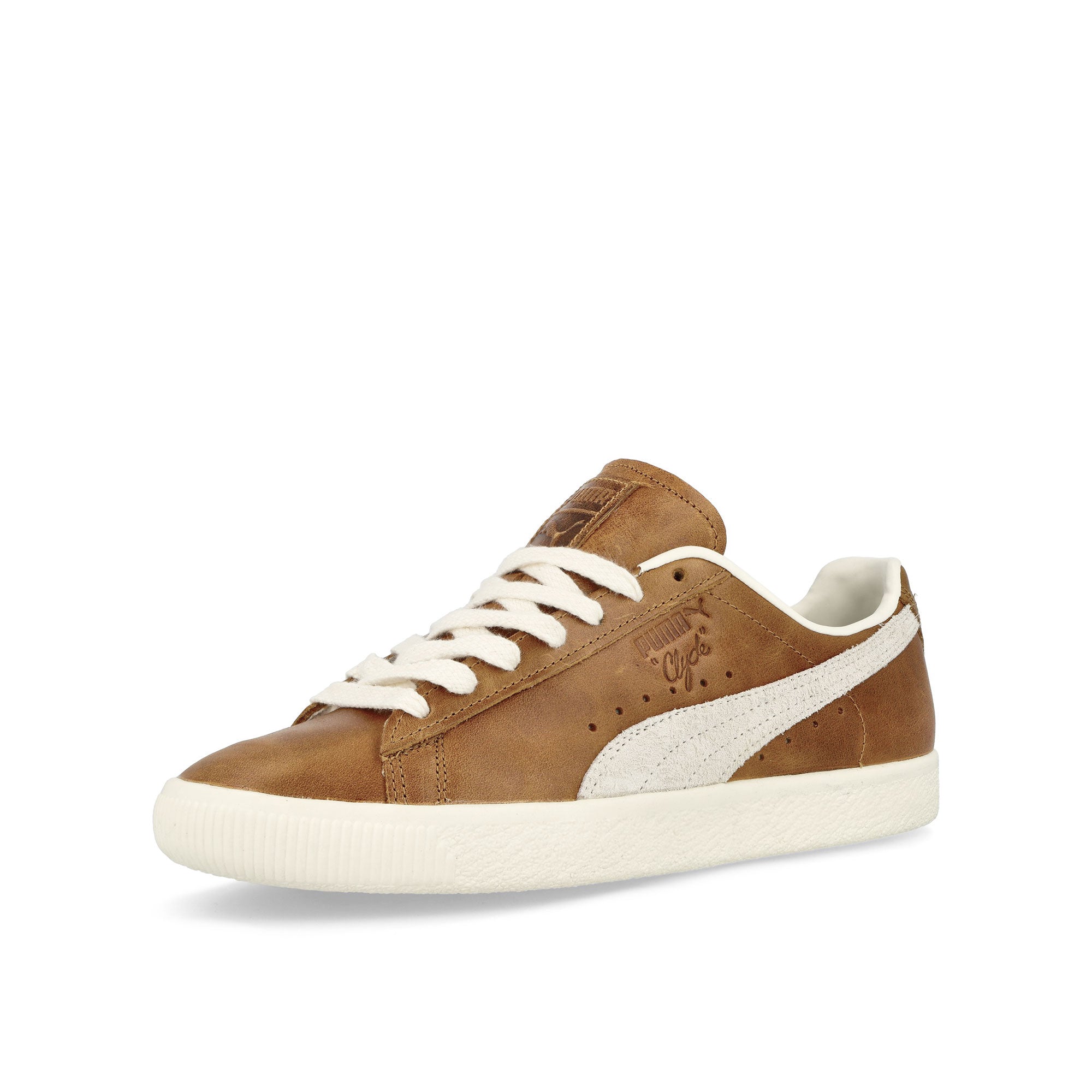 Puma Clyde Paris Amber-Frosted Ivory Low Top Sneakers Close Up | Overkill