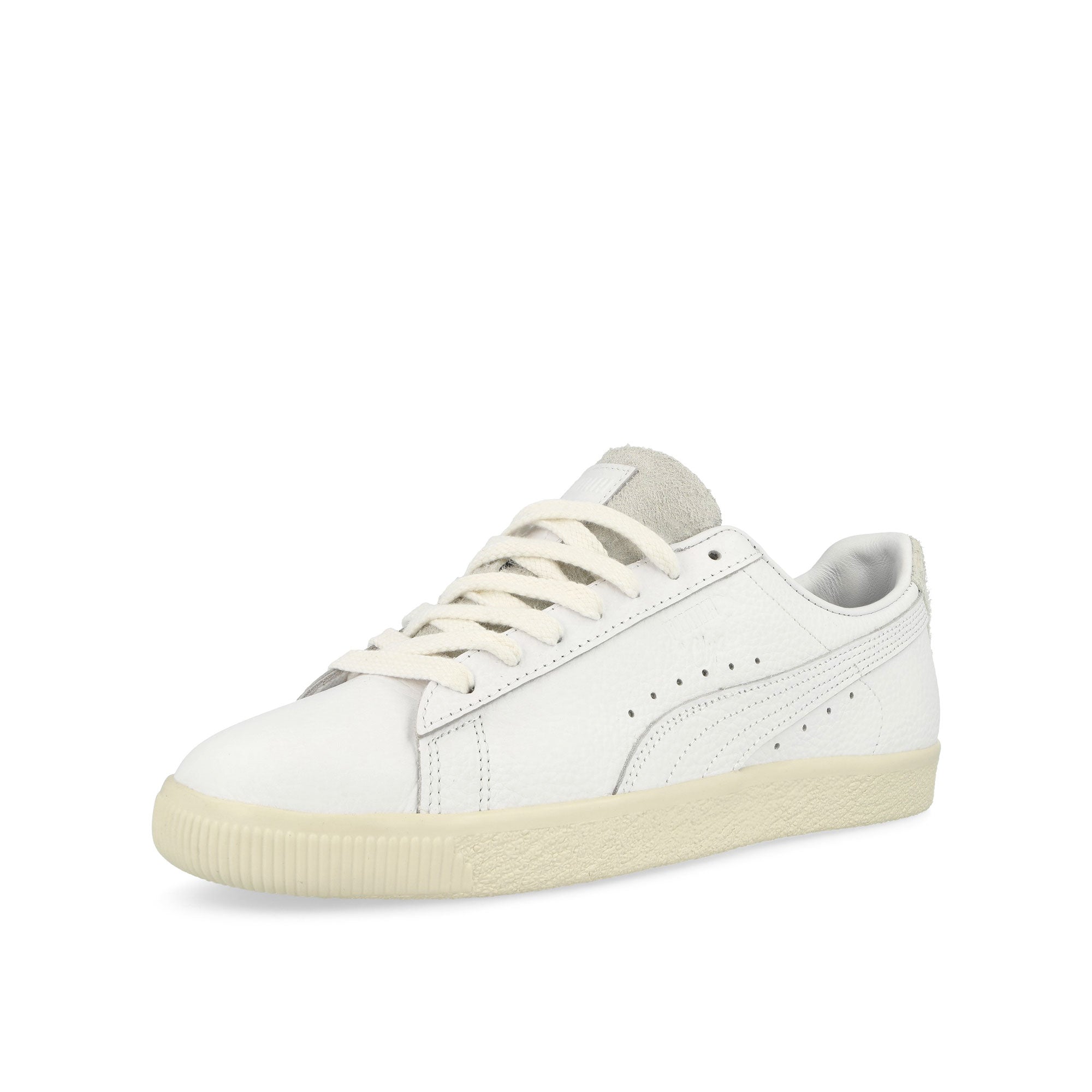 Puma Clyde Premium Puma White - Frosted Ivory Low Top Sneakers Close Up | Overkill