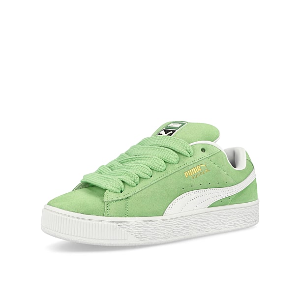 Puma Suede XL Pure Green - Puma White Low Top Sneakers Close Up | Overkill