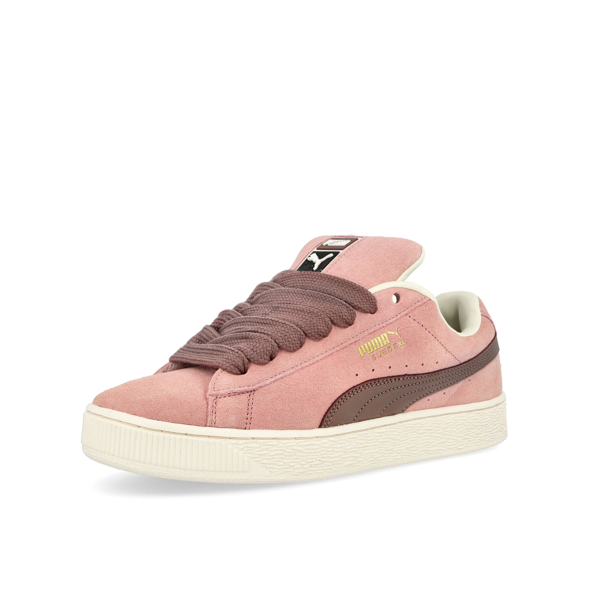 Puma Suede XL Future Pink - Warm White Low Top Sneakers Close Up | Overkill
