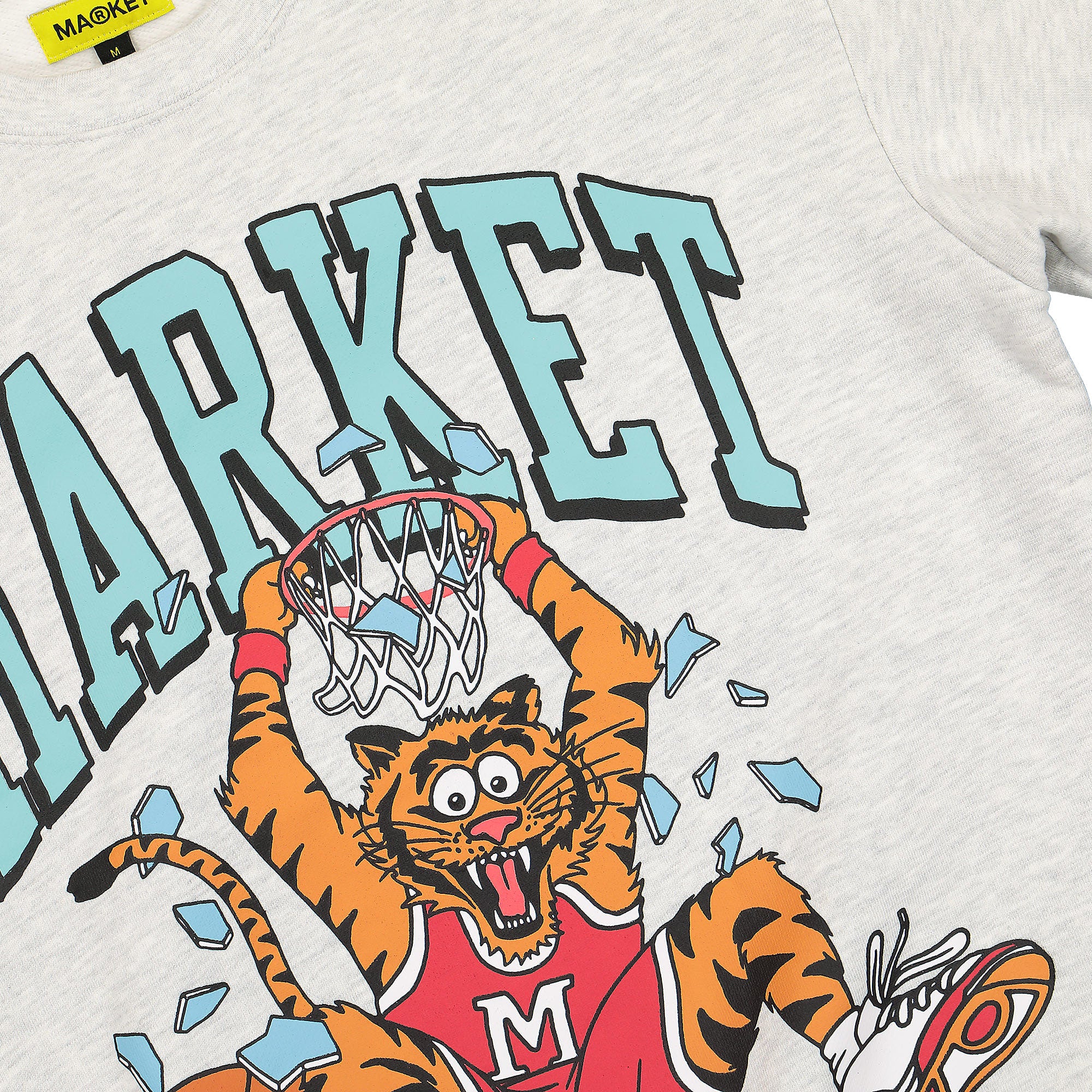 Market Dunking Cat Crewneck Sweatshirt Ash Gray Sweatshirts Close-up | Overkill