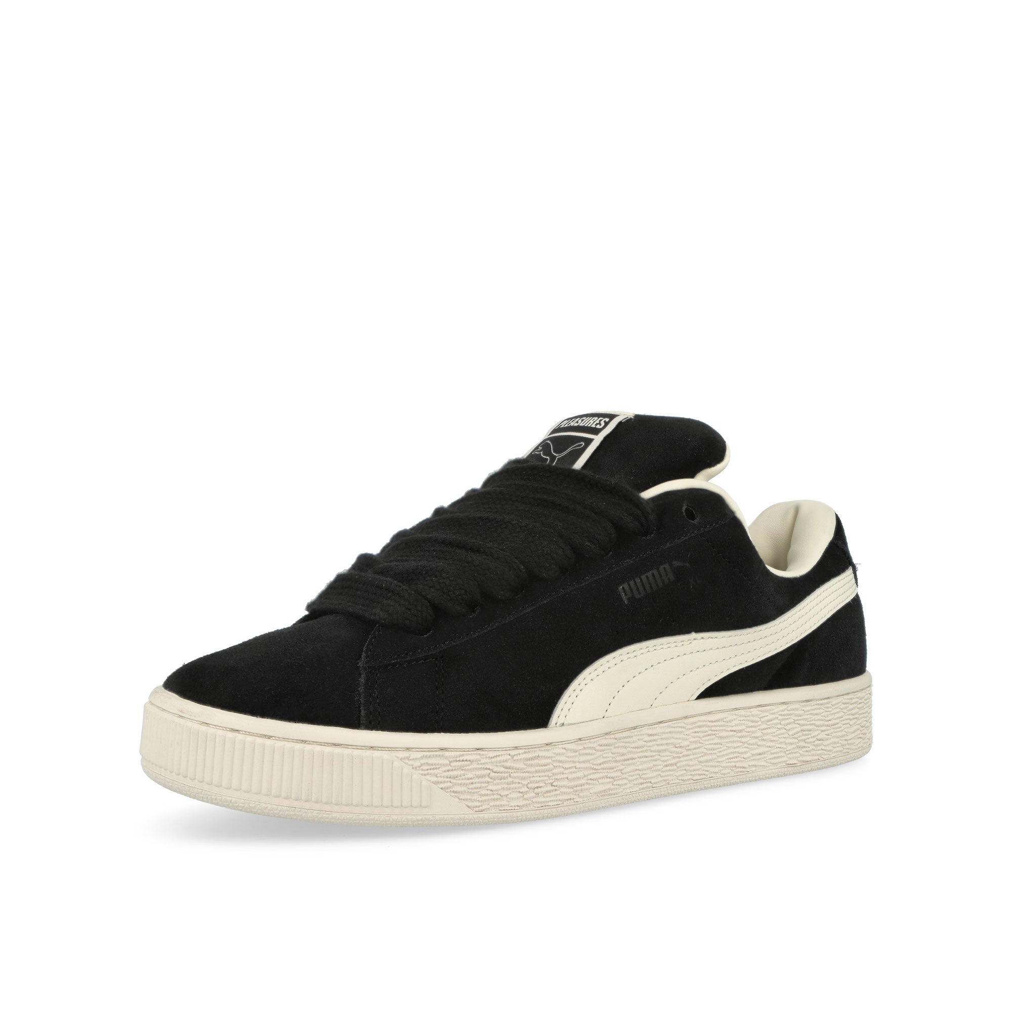 Puma Pleasures x Puma Suede XL Puma Black - Frosted Ivory Low Top Sneakers Close Up | Overkill