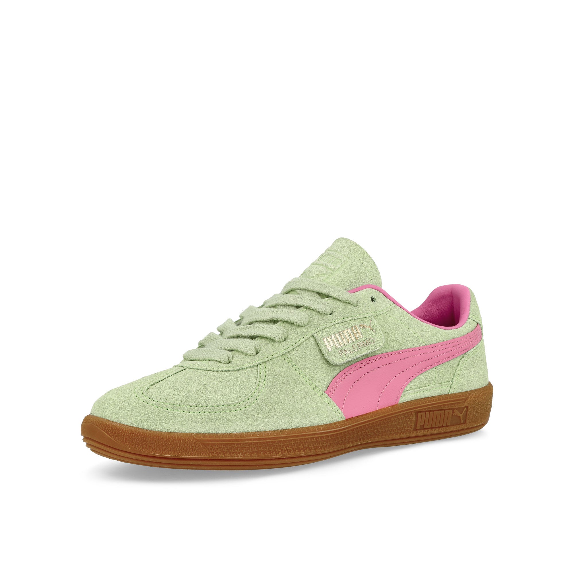 Puma Palermo Fresh Mint - Fast Pink Low Top Sneakers Close Up | Overkill