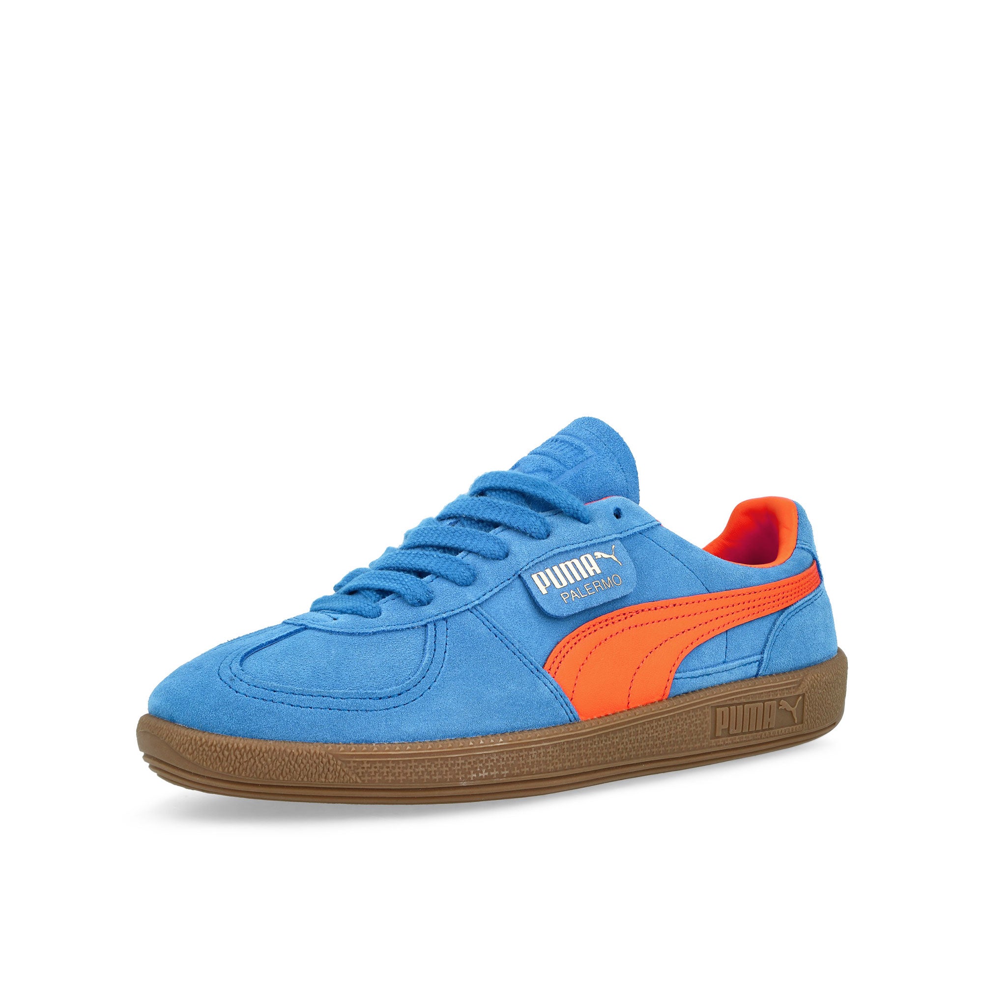 Puma Palermo Hyperlink Blue-Flame Flicker-Gum Low Top Sneakers Close Up | Overkill