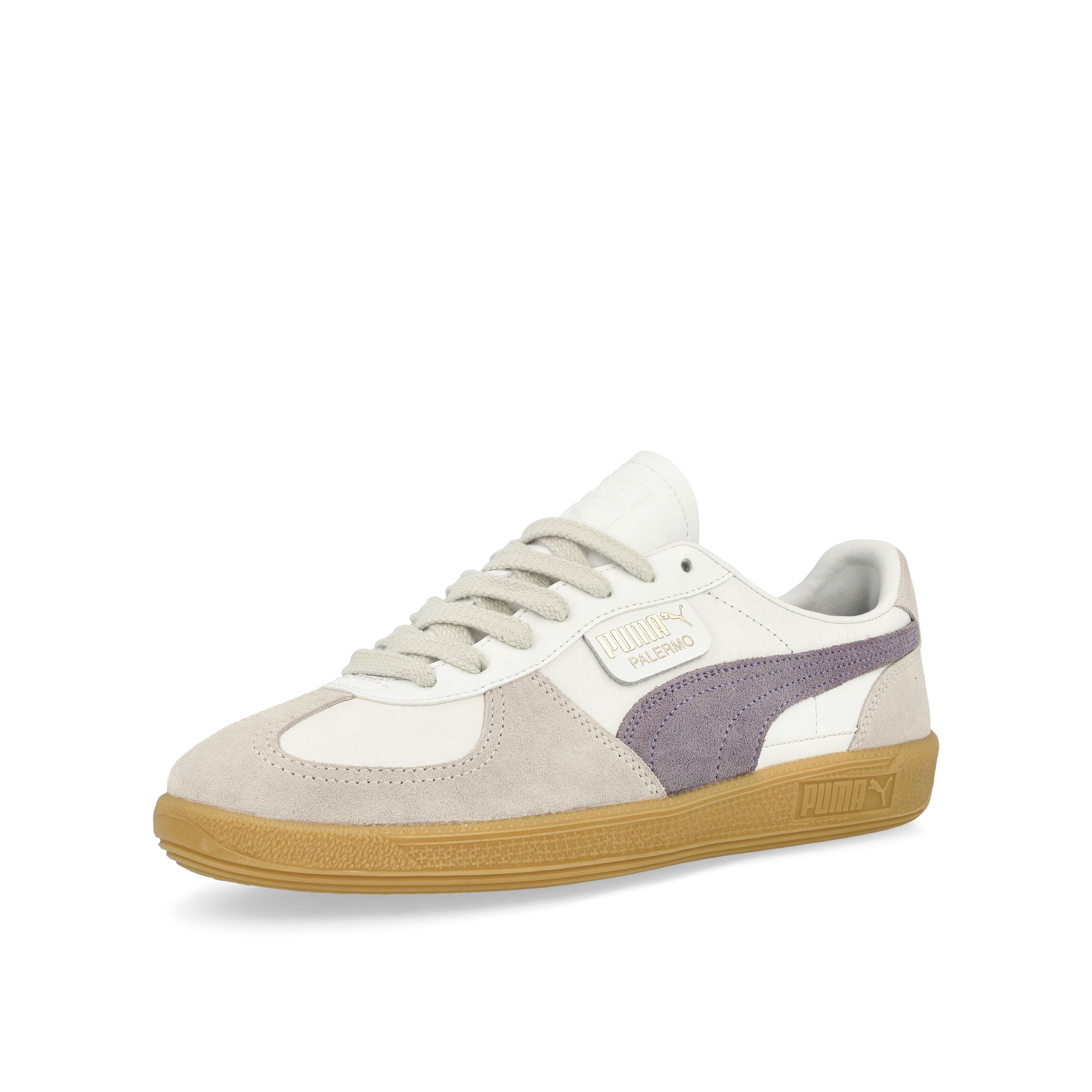 Puma Palermo Leather Puma White - Pale Plum - Gum Low Top Sneakers Close Up | Overkill