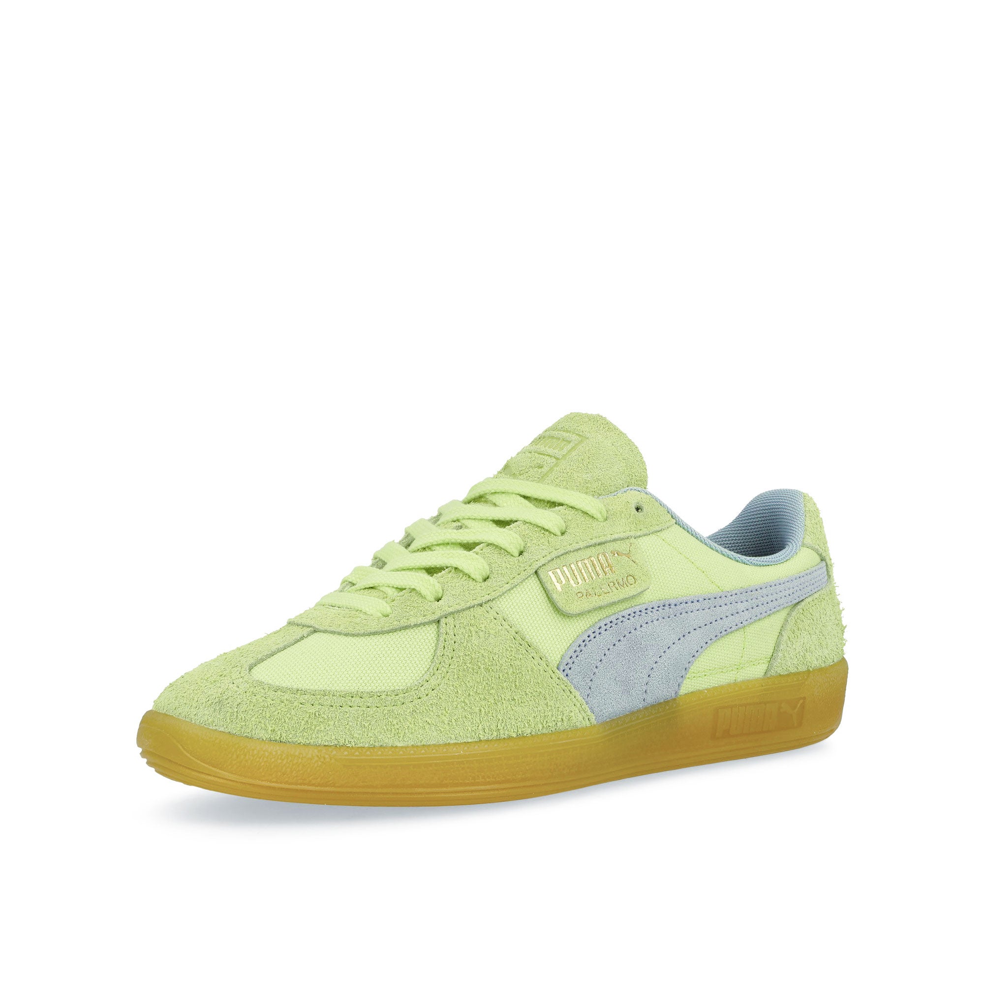Puma Palermo Vintage Cool Cucumber - Frosted Dew - Puma Gold Low Top Sneakers Close Up | Overkill