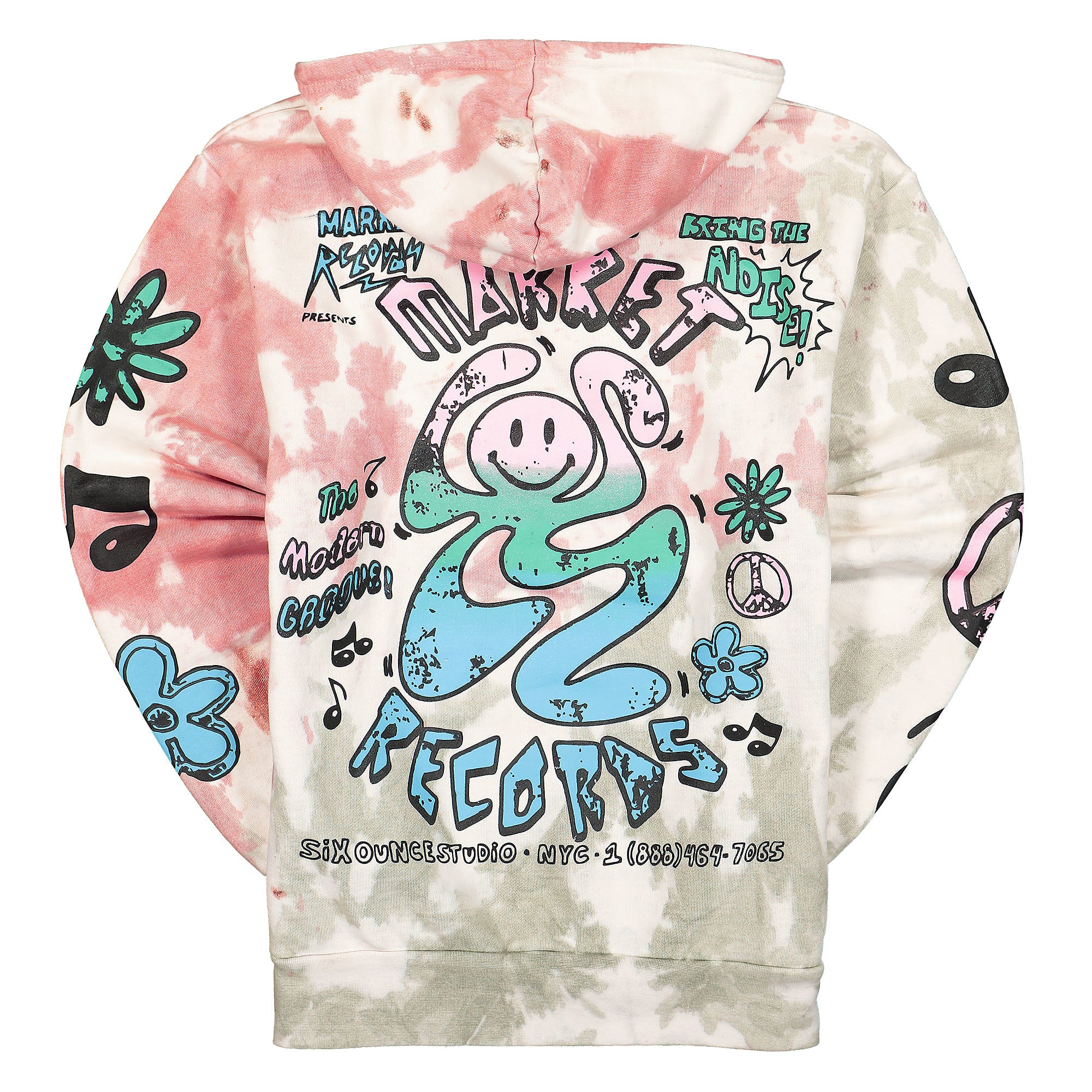 Market Smiley Records Angel Sigh Hoodie Sand Tie-Dye Hoodies Close-up | Overkill